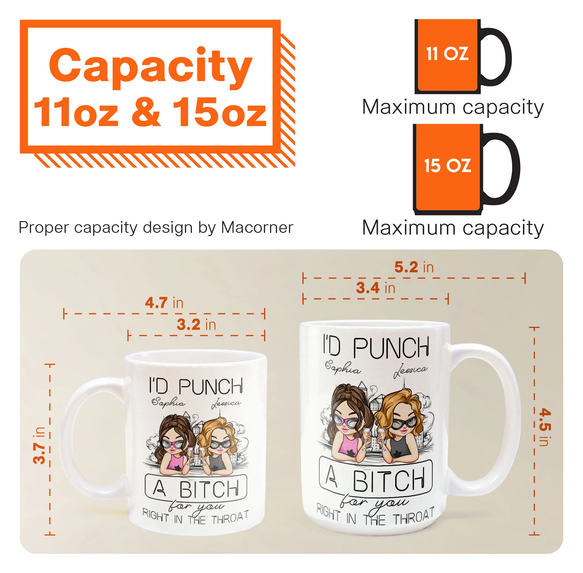 I'd Punch A B*tch For You Right In The Throat - Personalized Mug - Image 7