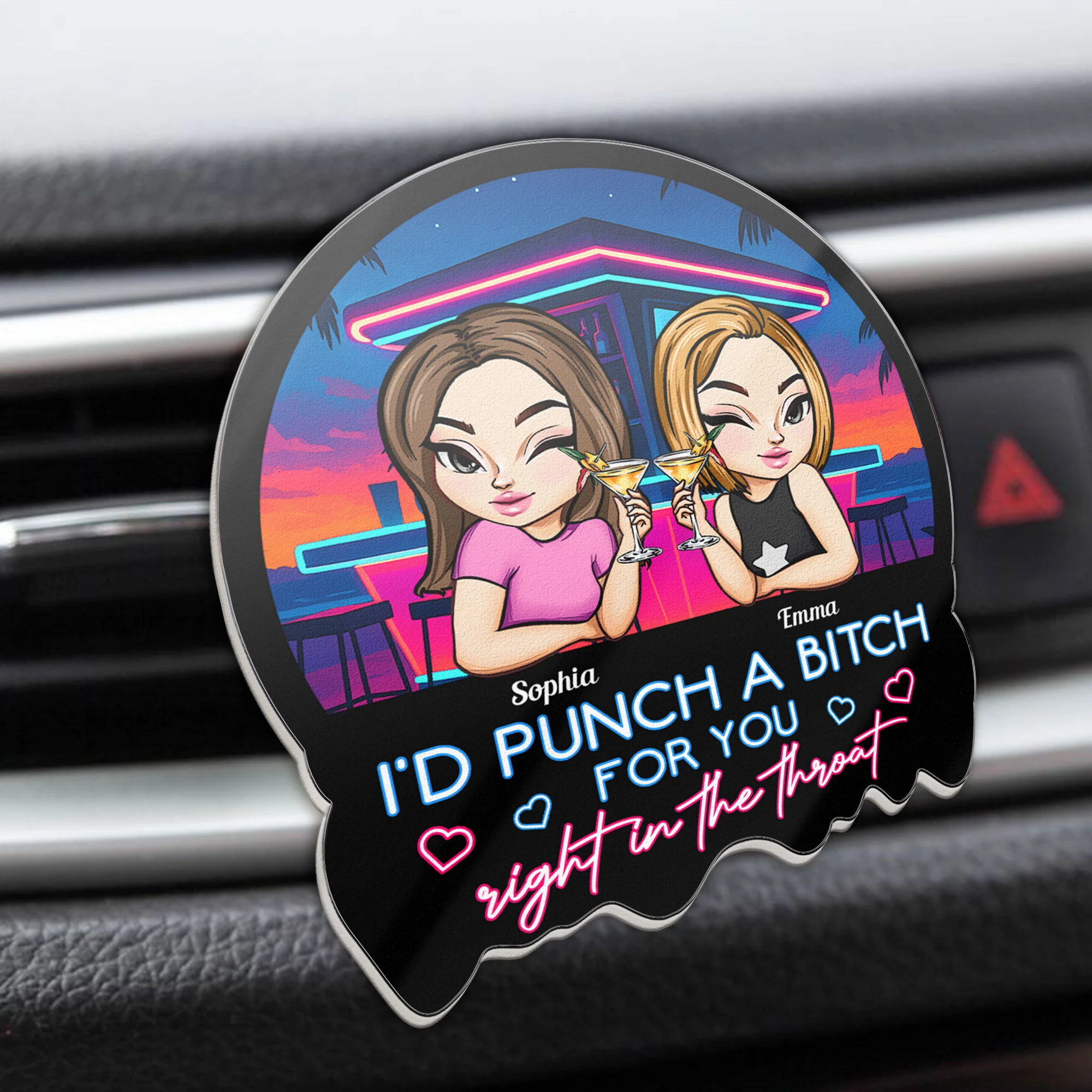 I'd Punch A Btch For You - Personalized Acrylic Car Vent Clip - Image 3
