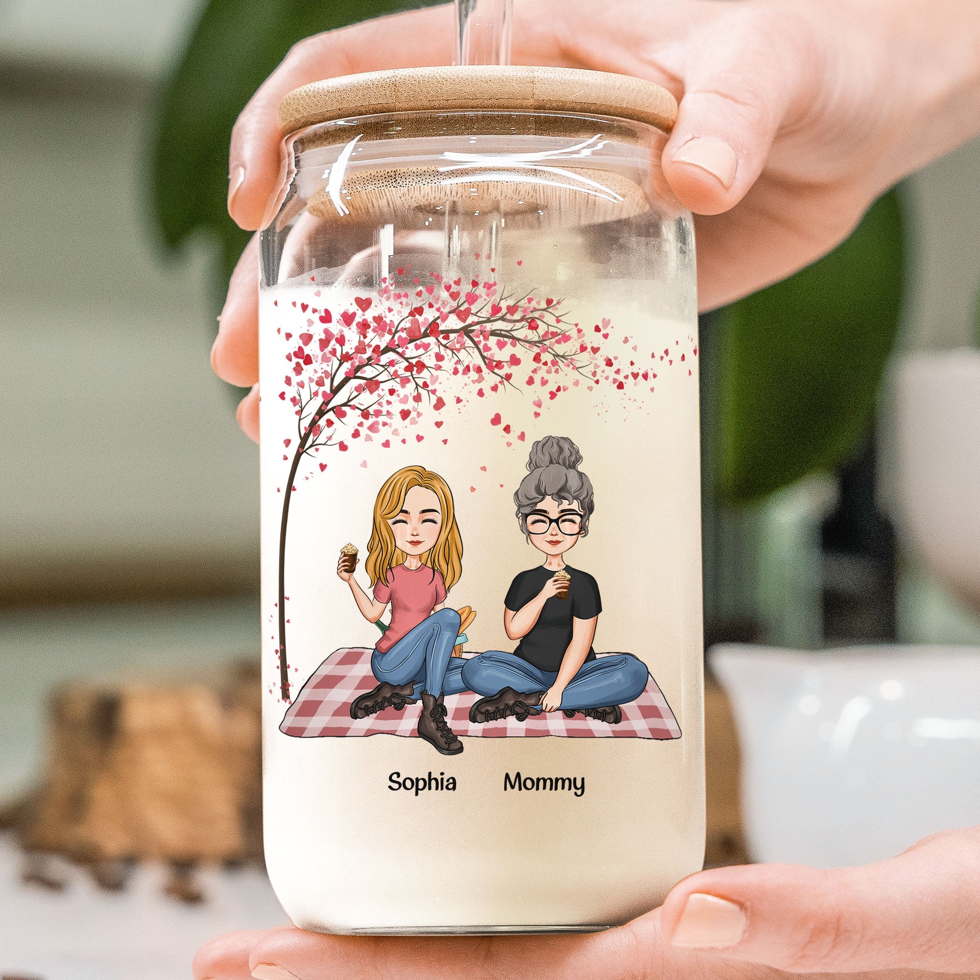 I'd Walk Through Fire For You Daughter - Personalized Clear Glass Cup - Image 4