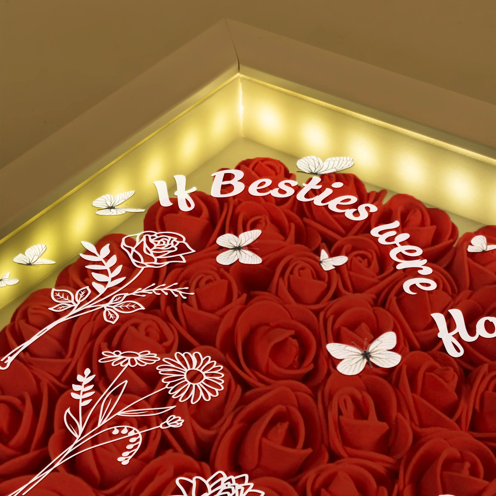 If Besties Were Flowers I'd Pick You - Personalized Flower Shadow Box With LED Light - Image 2