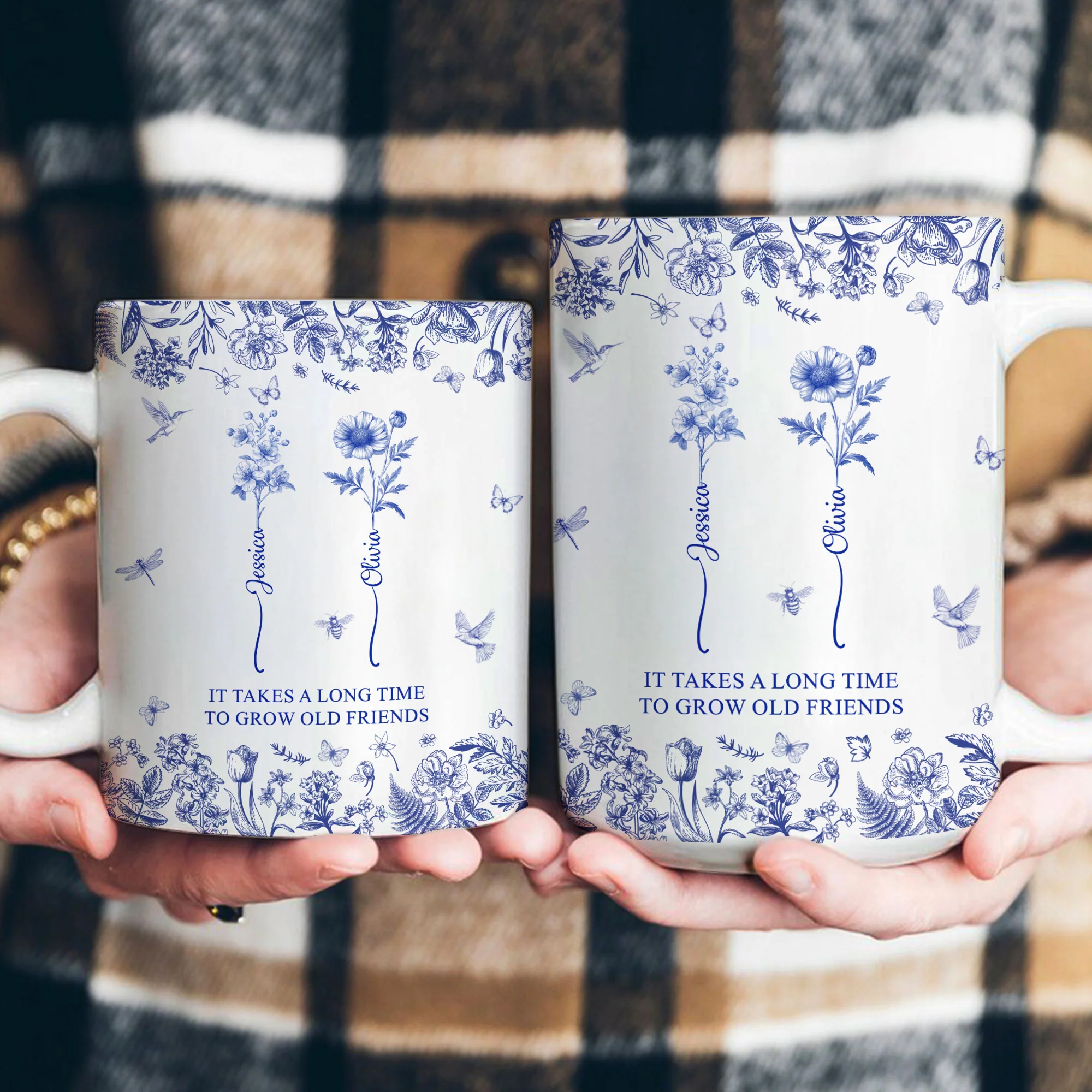 If Besties Were Flowers I'd Pick You - Toile De Jouy Birth Flowers - Personalized Mug - Image 4