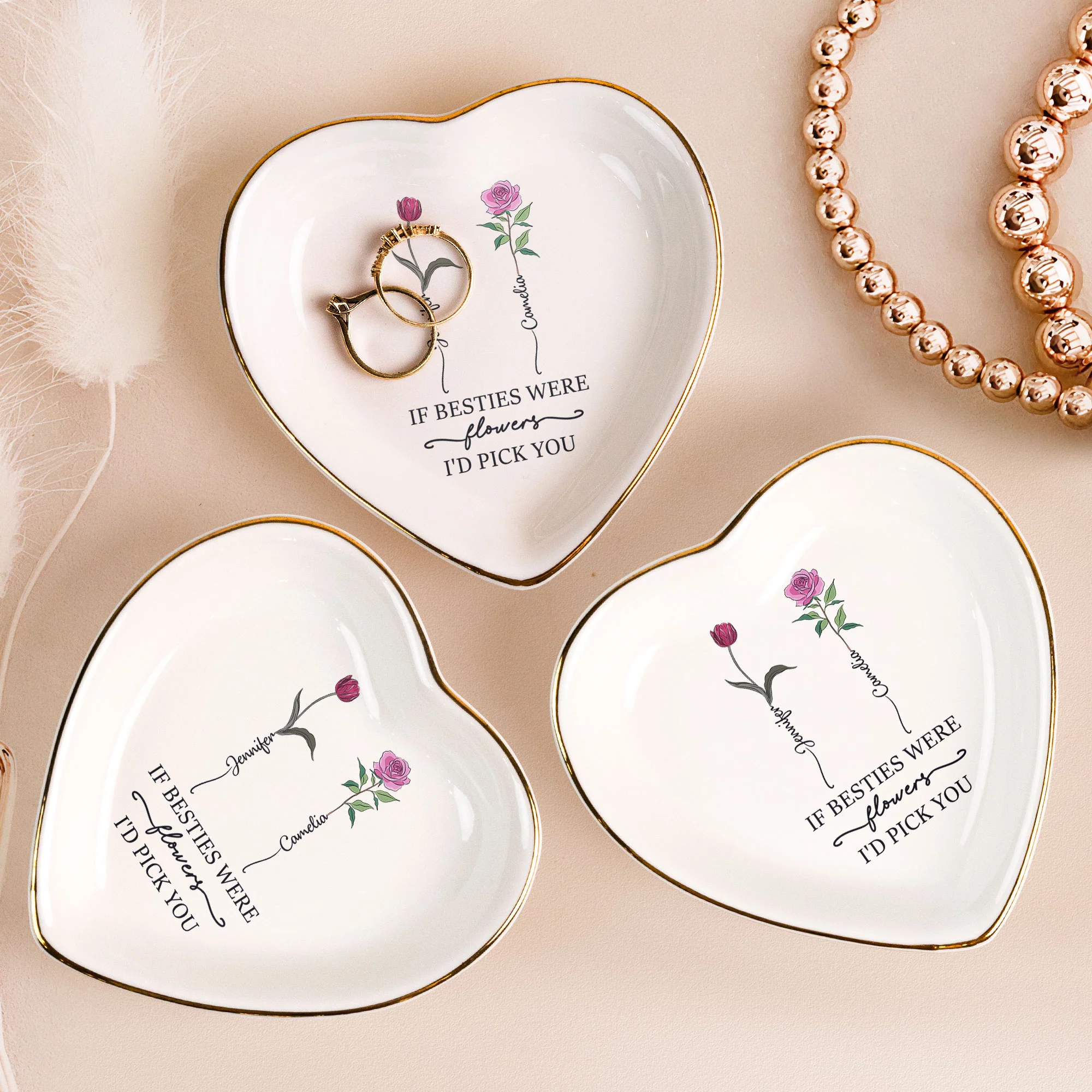 If Besties Were Flowers I'd Pick You - Custom Birth Flower - Personalized Ring Dish - Image 2