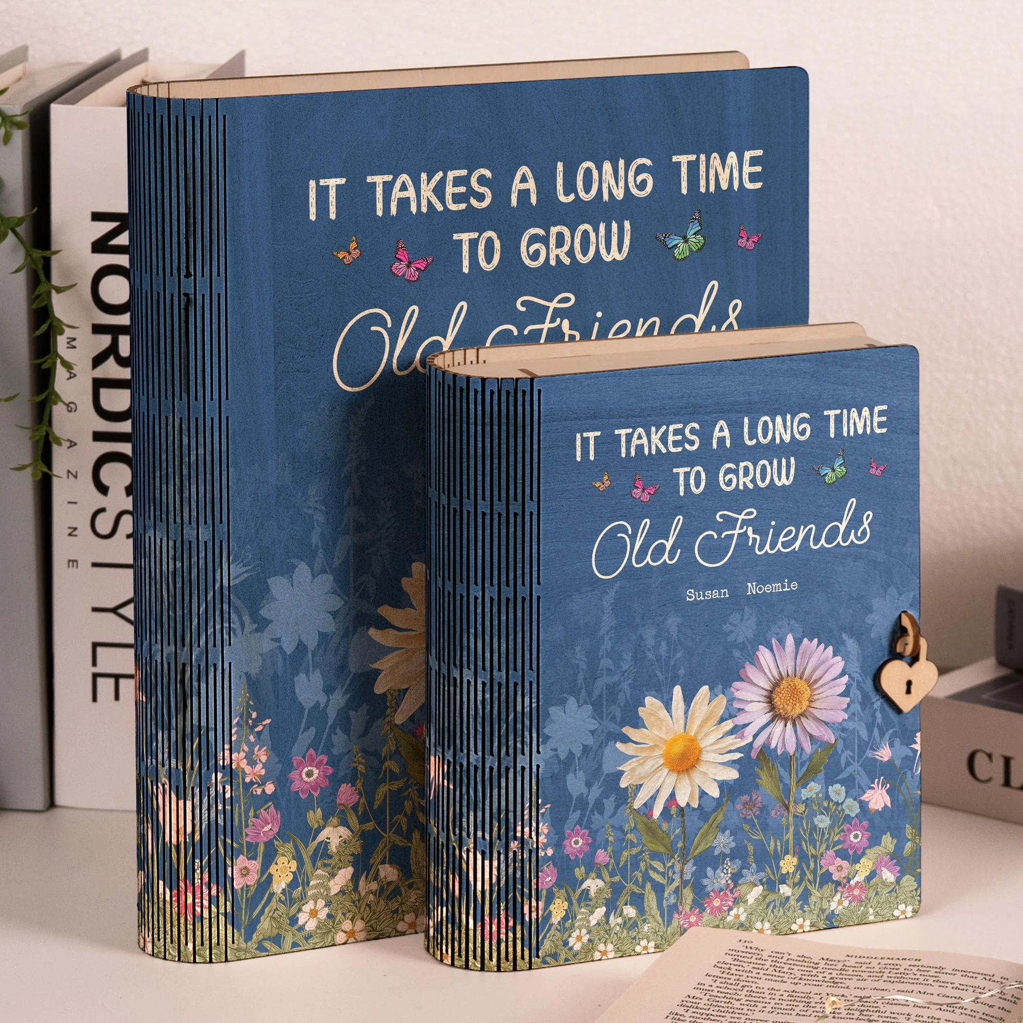 If Friends Were Flowers I'd Pick You - Personalized Wooden Book Box - Image 3
