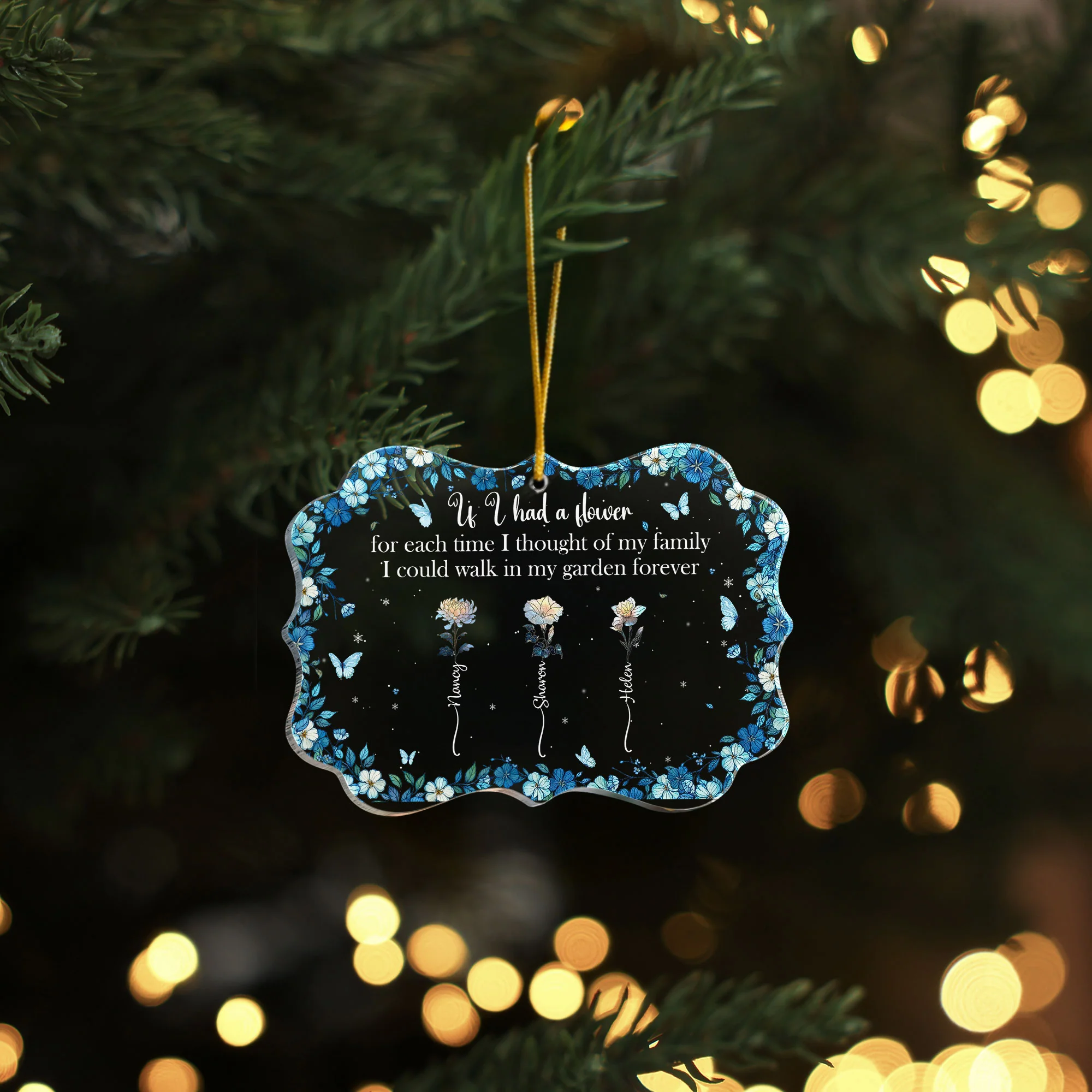 If I Had A Flower For Each Time I Thought Of My Family - Personalized Acrylic Ornament - Image 2