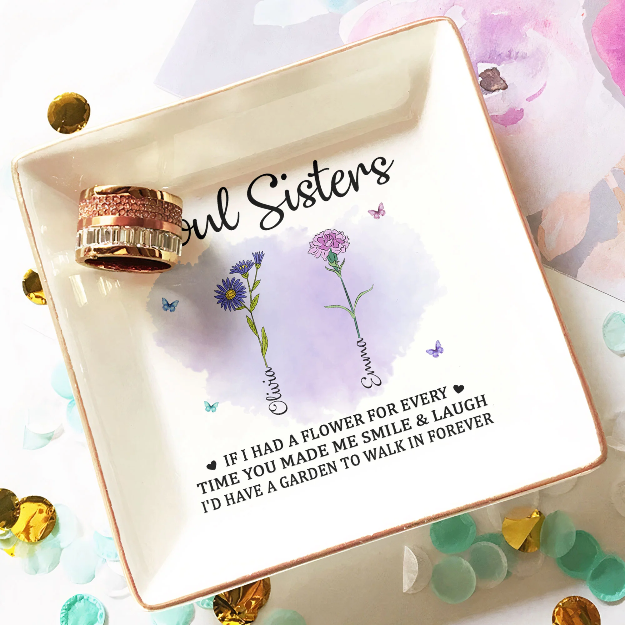 If I Had A Flower For Every Time You Made Me Smile - Personalized Jewelry Dish - Image 3