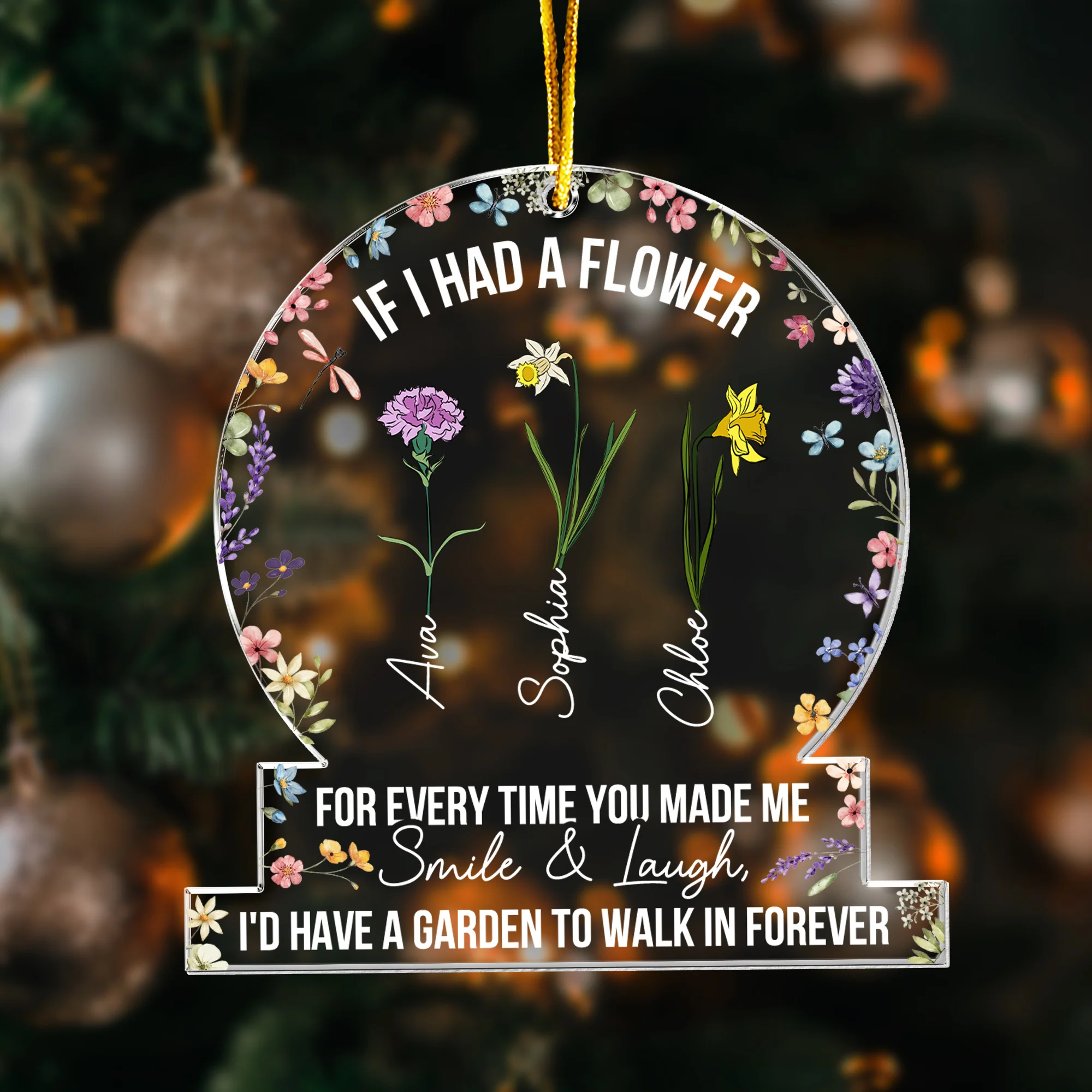If I Had A Flowers For Every Time You Made Me Smile - Personalized Acrylic Ornament - Image 5