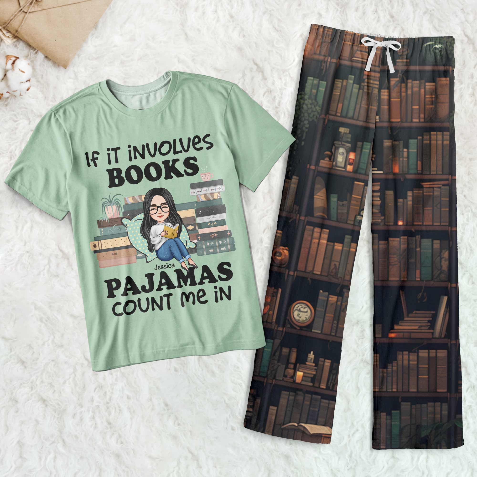 If Involving Book & Pajamas - Personalized Pajama Shorts Set - Image 4