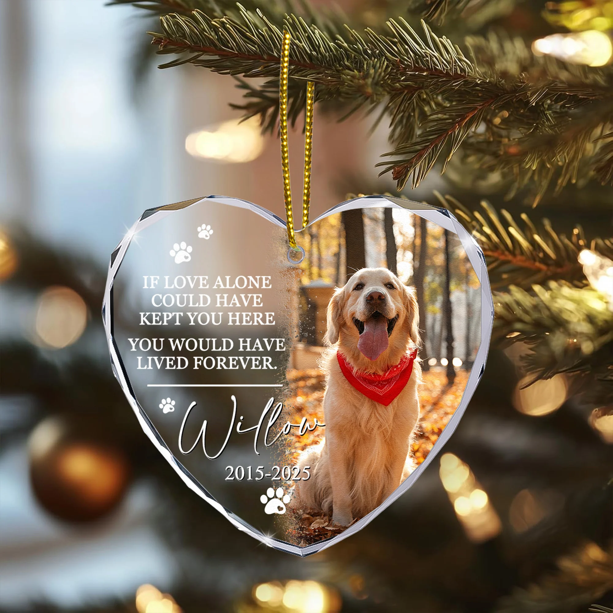 If Love Could Have Kept You Pet Loss - Personalized Heart Glass Photo Ornament - Image 2