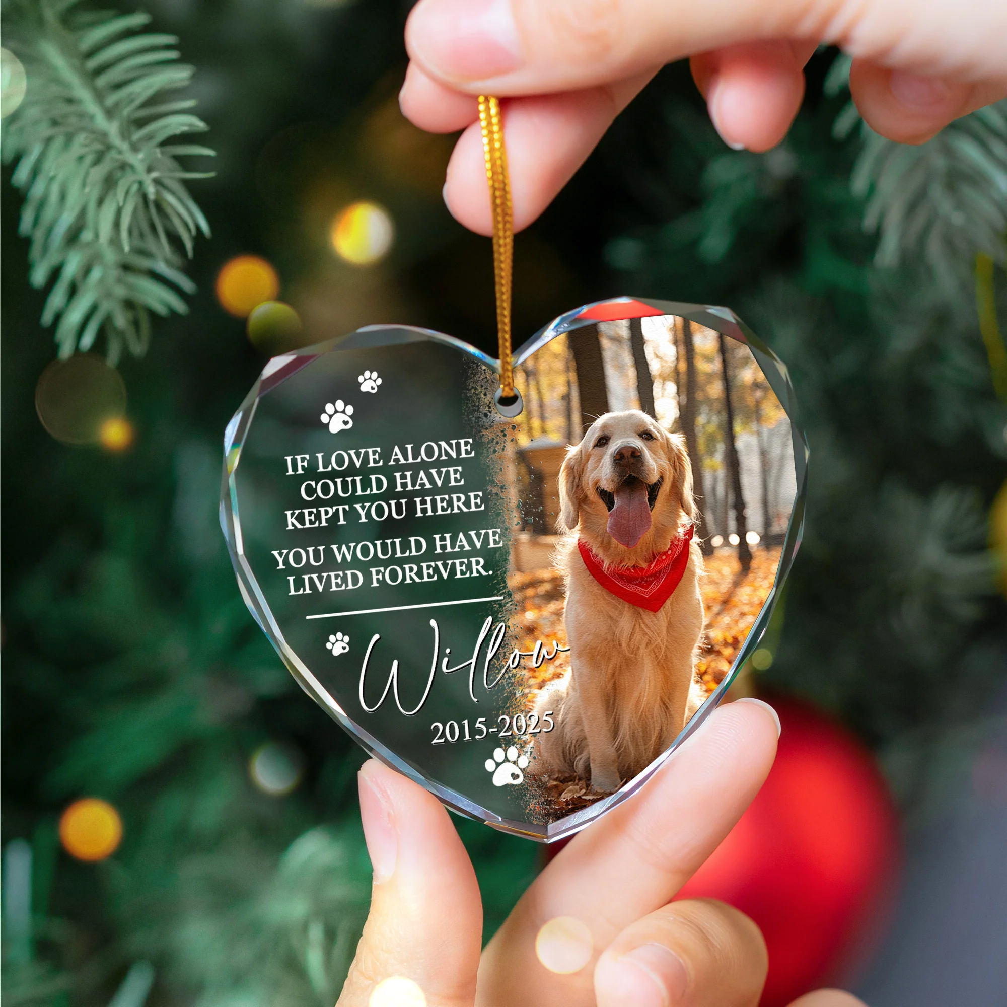 If Love Could Have Kept You Pet Loss - Personalized Heart Glass Photo Ornament - Image 5