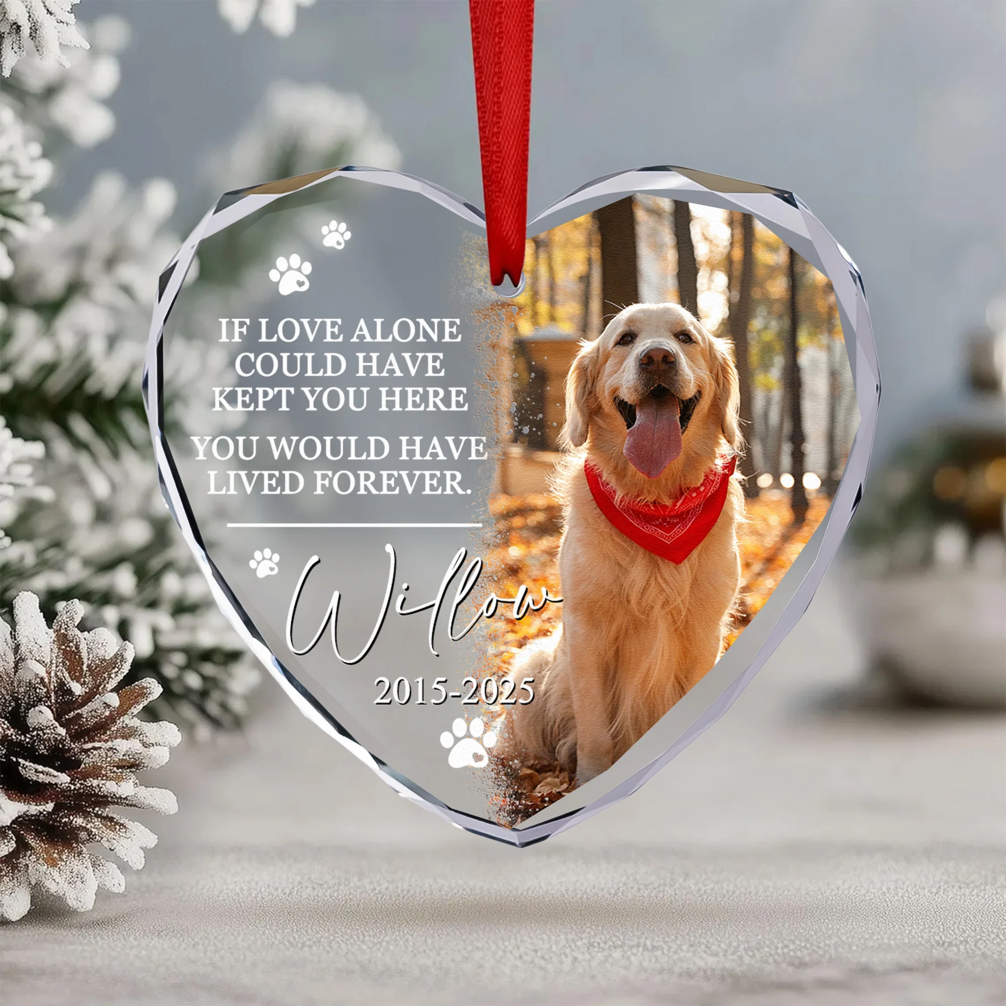 If Love Could Have Kept You Pet Loss - Personalized Heart Glass Photo Ornament - Image 6