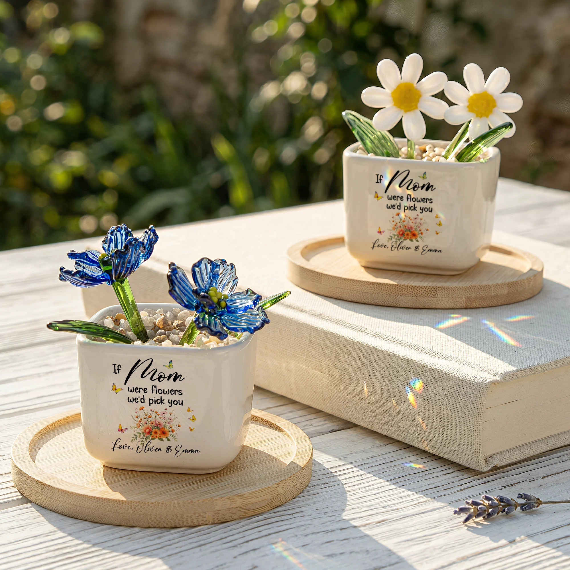 If Mom Were Flowers We’d Pick You - Custom Mom's Glass Birth Flower - Personalized Plant Pot - Image 2