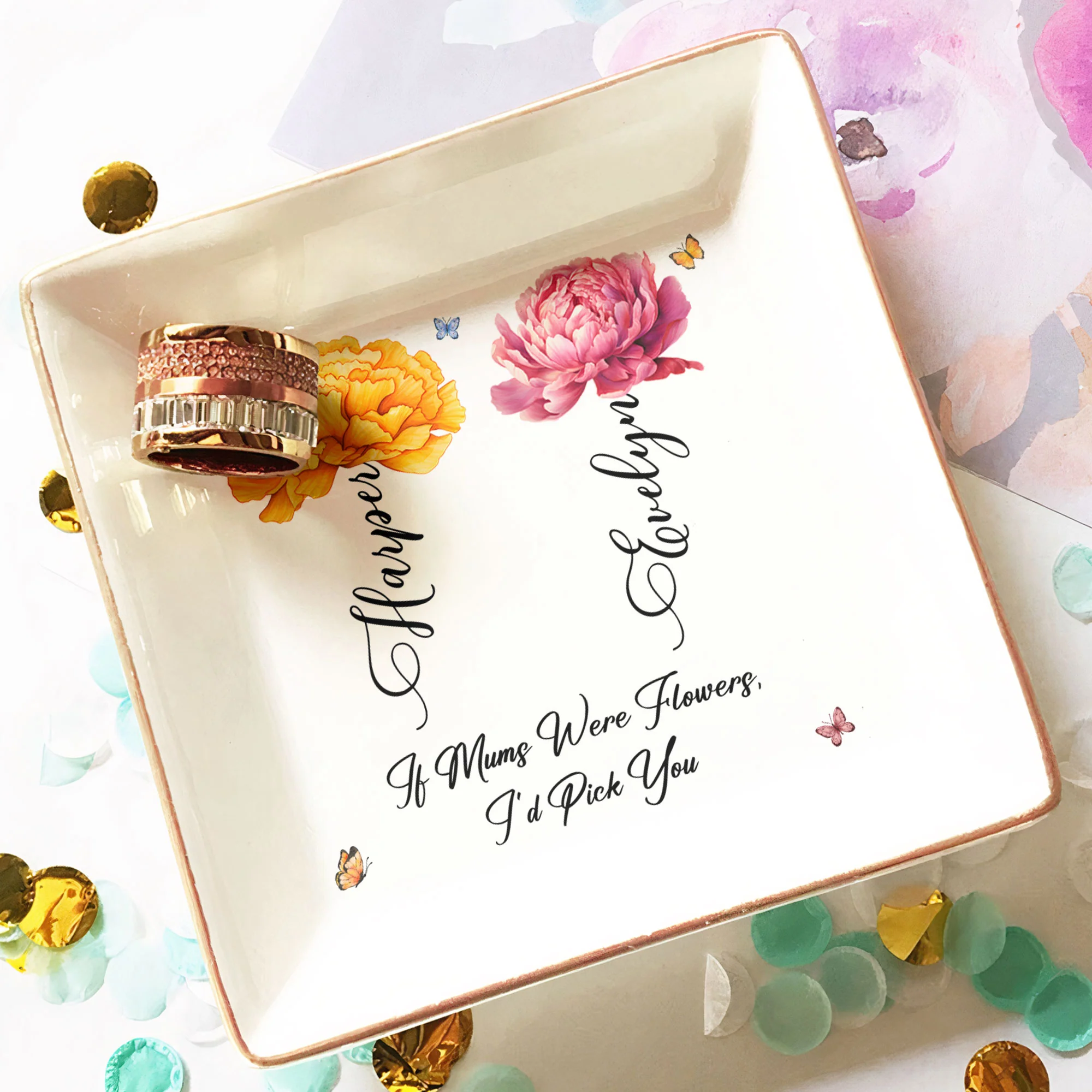 If Moms Were Flowers, I'd Pick You - Personalized Jewelry Dish - Image 3