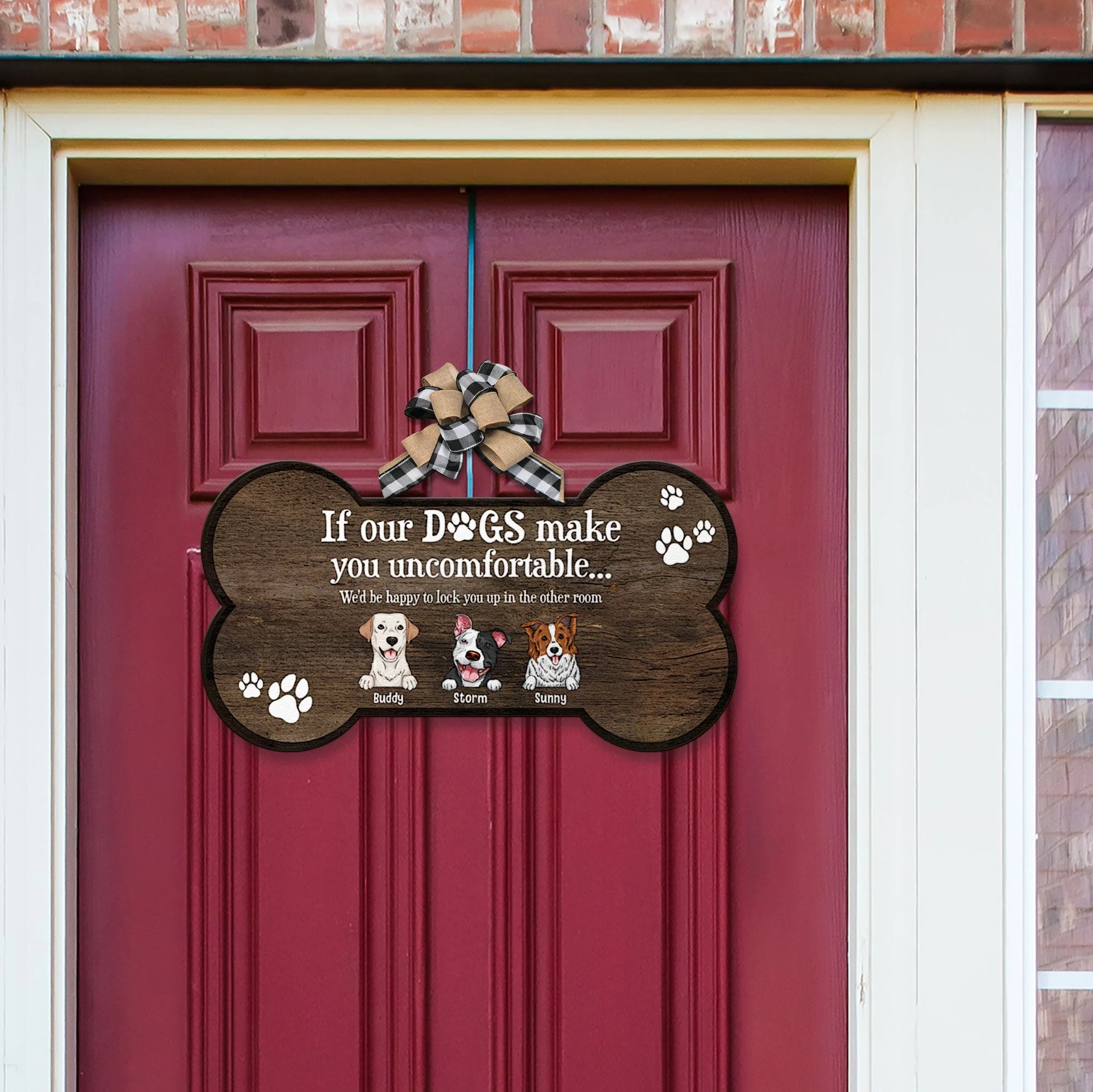 If Our Dog Makes You Uncomfortable - Personalized Custom Shaped Wood Sign - Image 2
