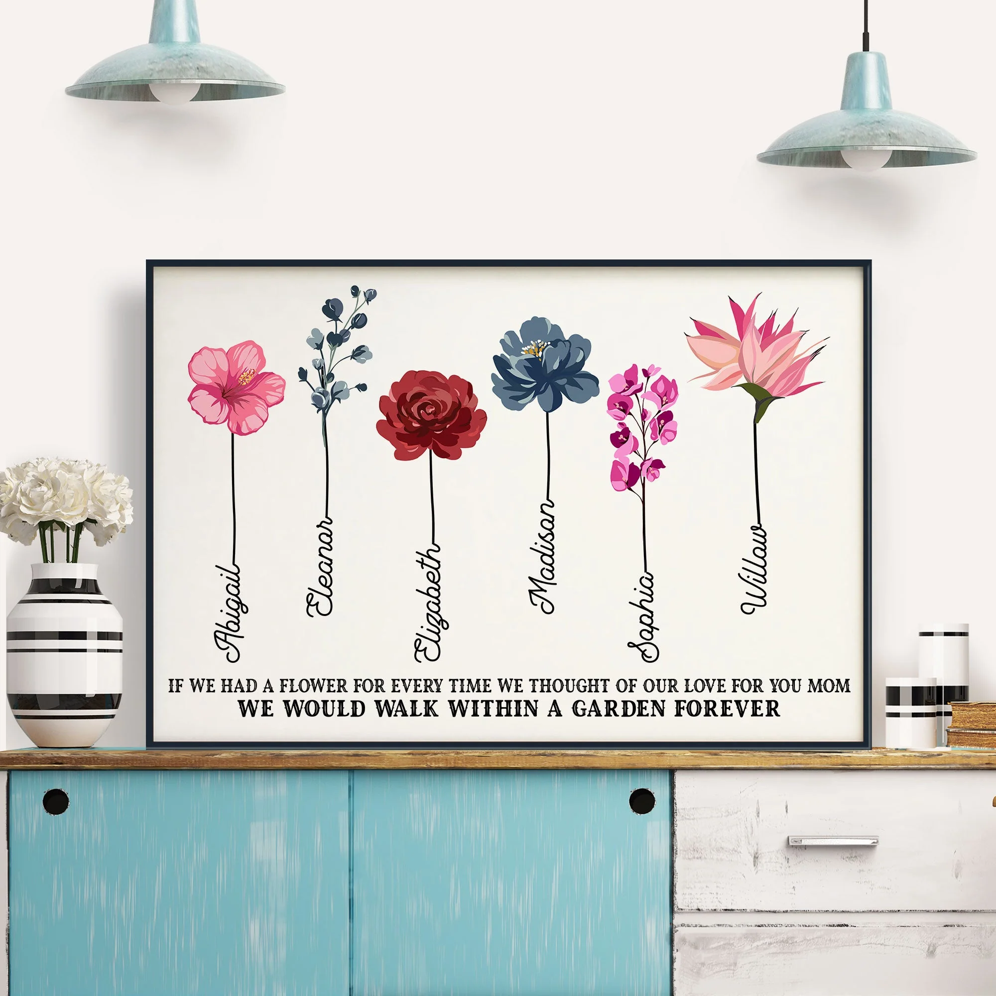 If We Had A Flower For Every Time We Thought Of Our Love For You - Personalized Poster/Wrapped Canvas - Birthday, Mother's Day Gift For Mom, Grandma, Auntie - Image 4