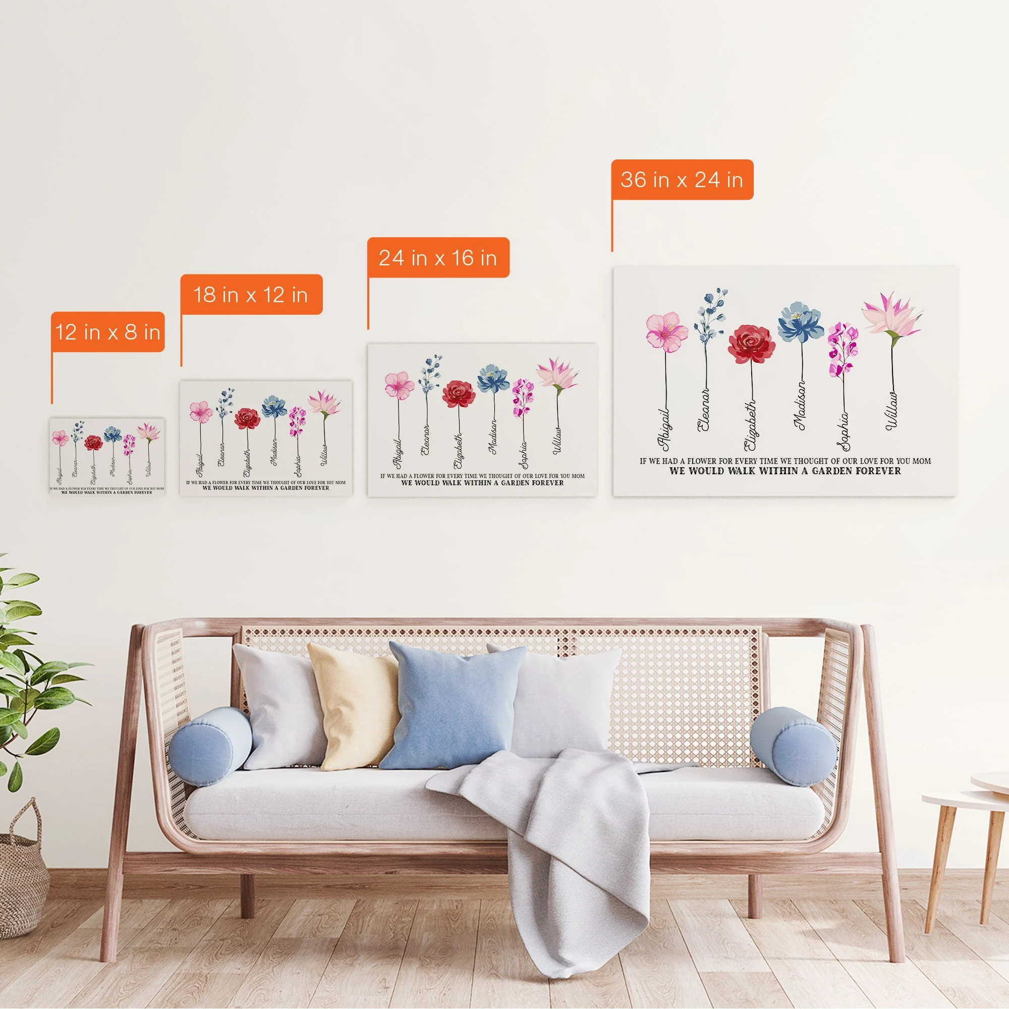 If We Had A Flower For Every Time We Thought Of Our Love For You - Personalized Poster/Wrapped Canvas - Birthday, Mother's Day Gift For Mom, Grandma, Auntie - Image 7