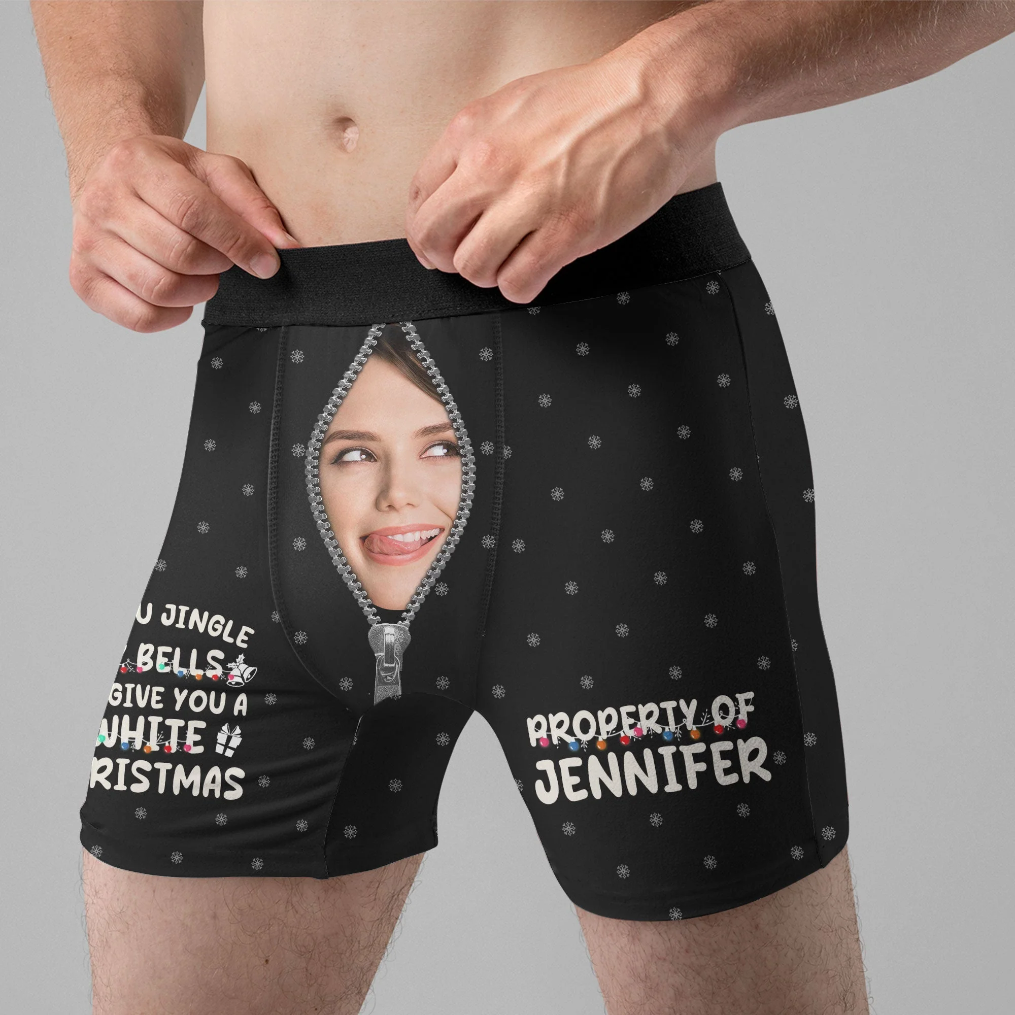 If You Jingle My Bells I Promise You A White Christmas Custom Face - Personalized Photo Men's Boxer Briefs - Image 6