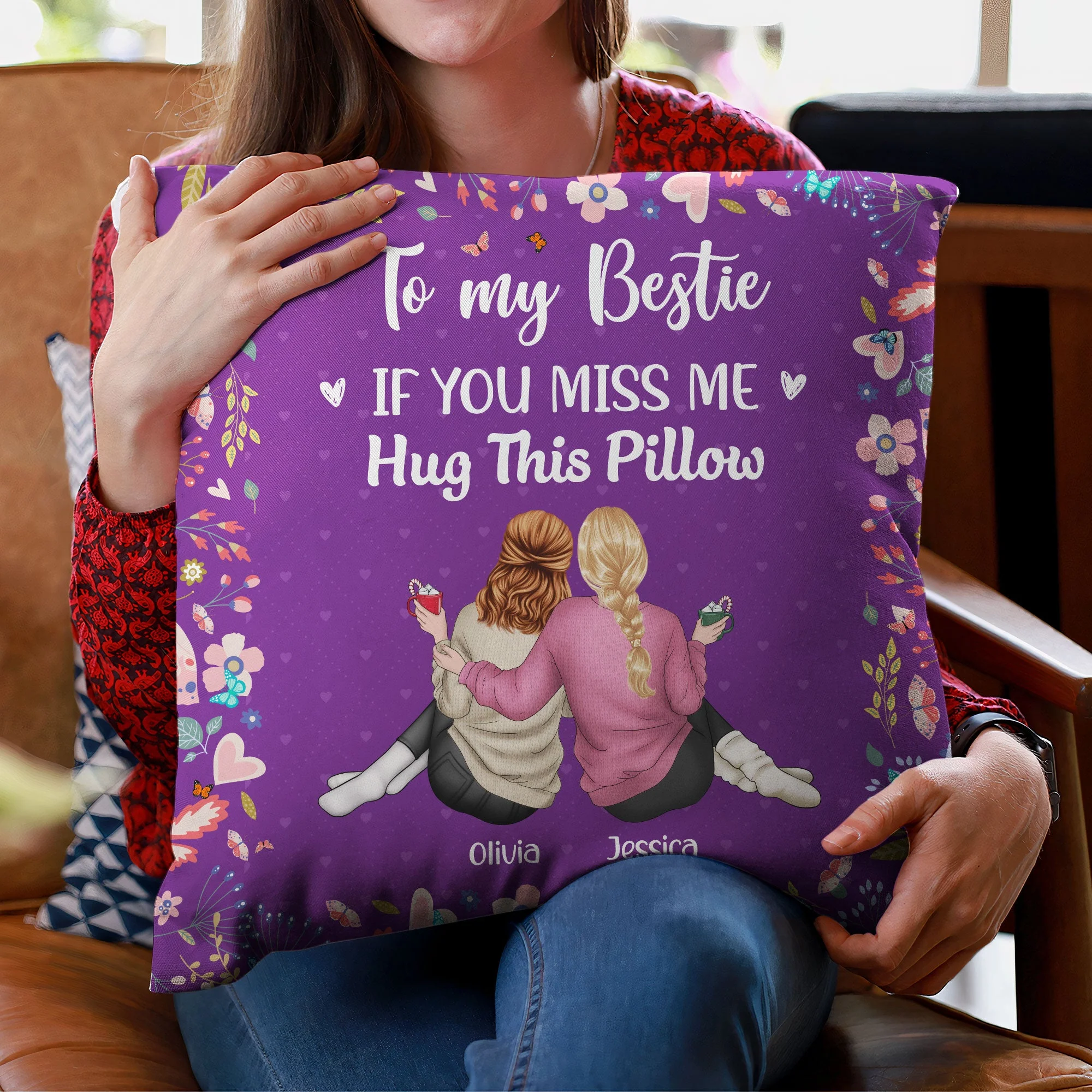 If You Miss Me Hug This Pillow Friendship - Personalized Pillow (Insert Included) - Image 4