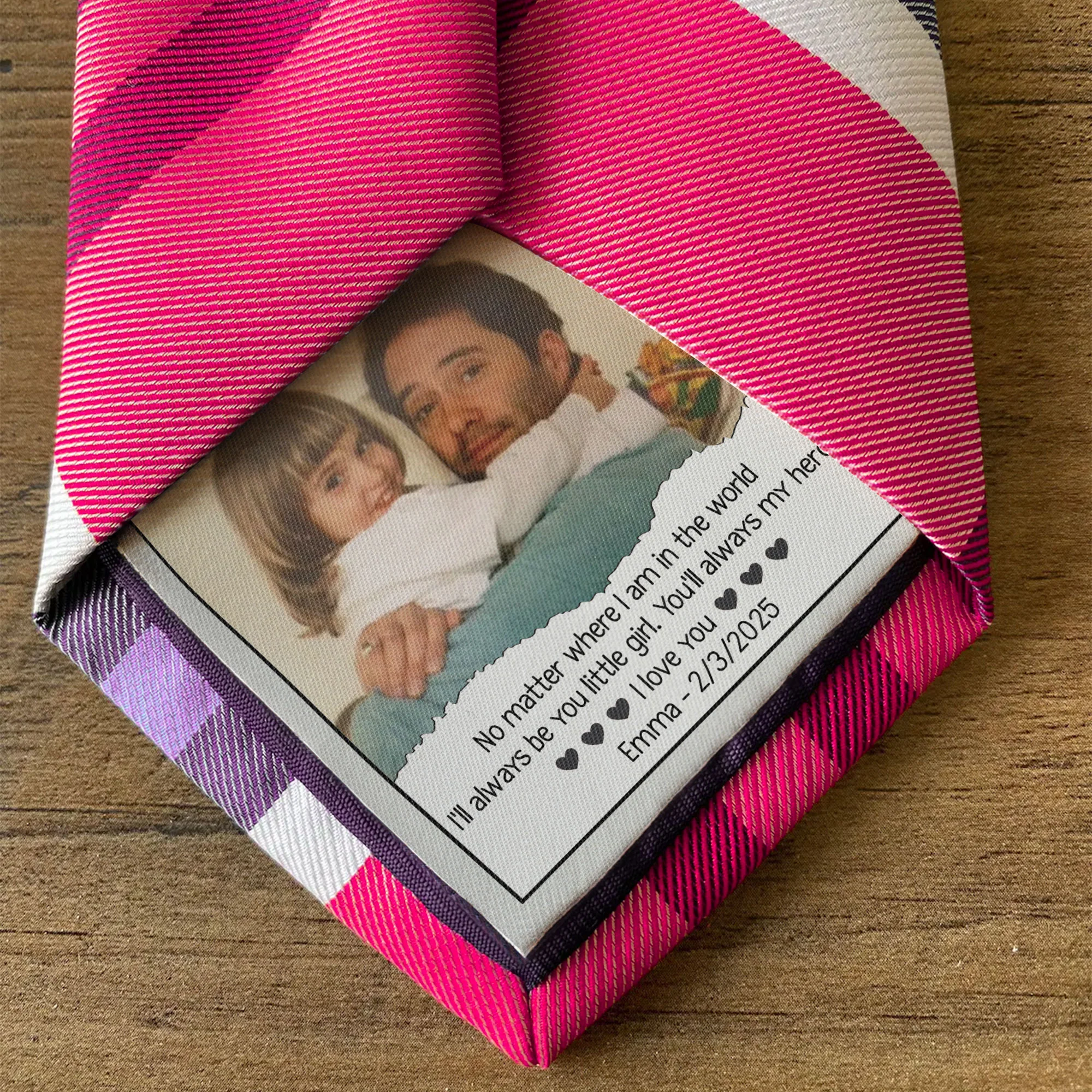 I'll Always Be You Little Girl You'll Always My Hero - Personalized Photo Tie Patch - Image 2
