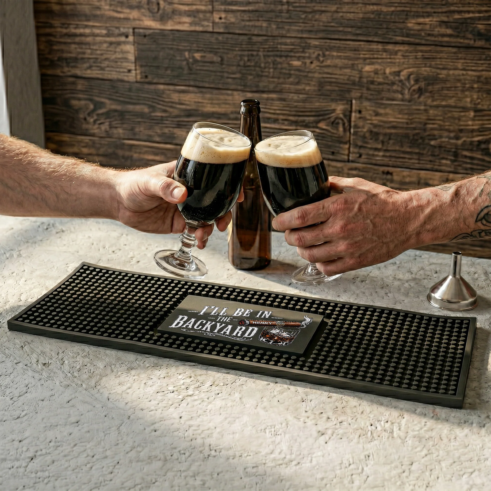 I'll Be In The Backyard - Gift For Him, Husband, Papa - Personalized Bar Mat - Image 4