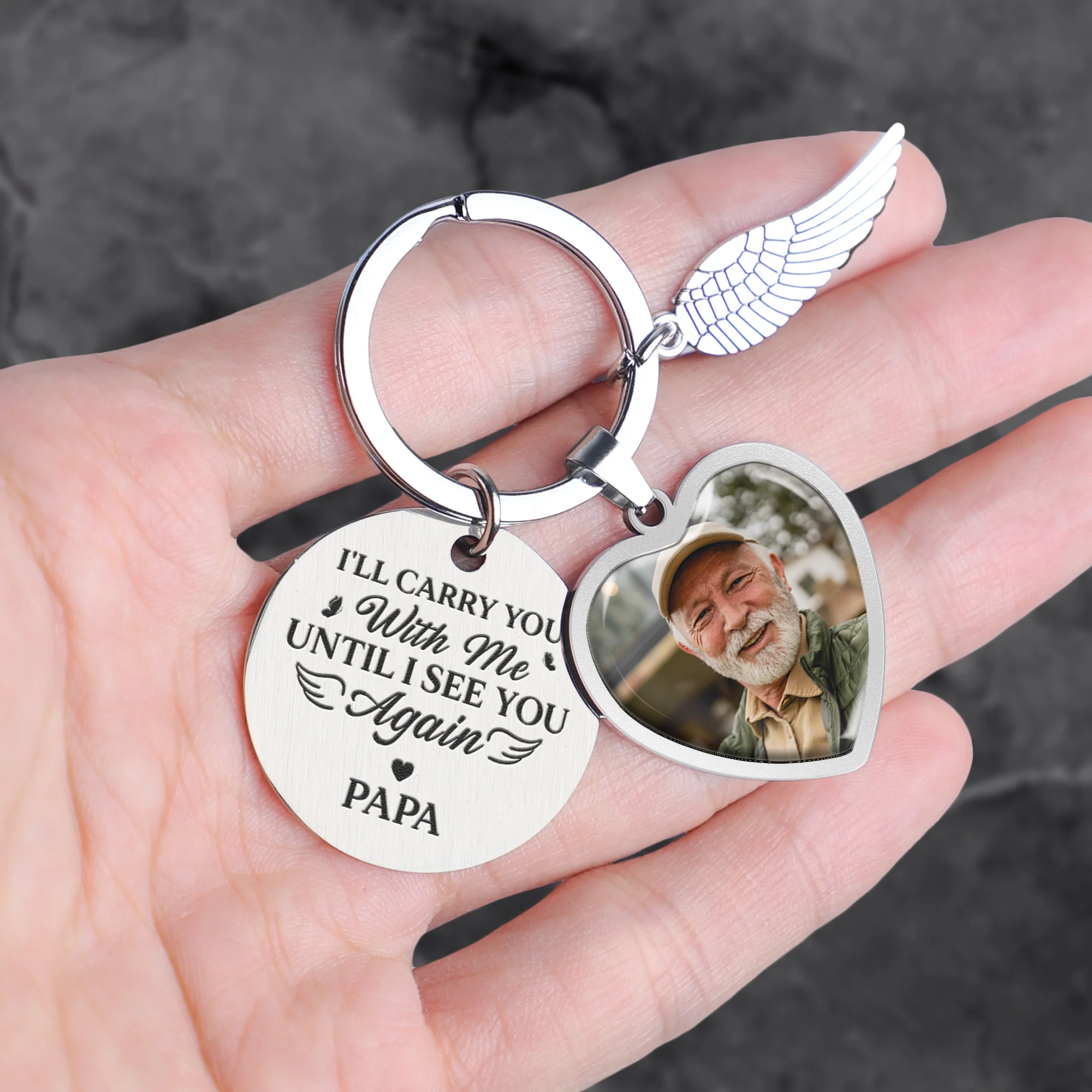 I'll Carry You With Me Memorial Gift - Personalized Photo Keychain - Image 2