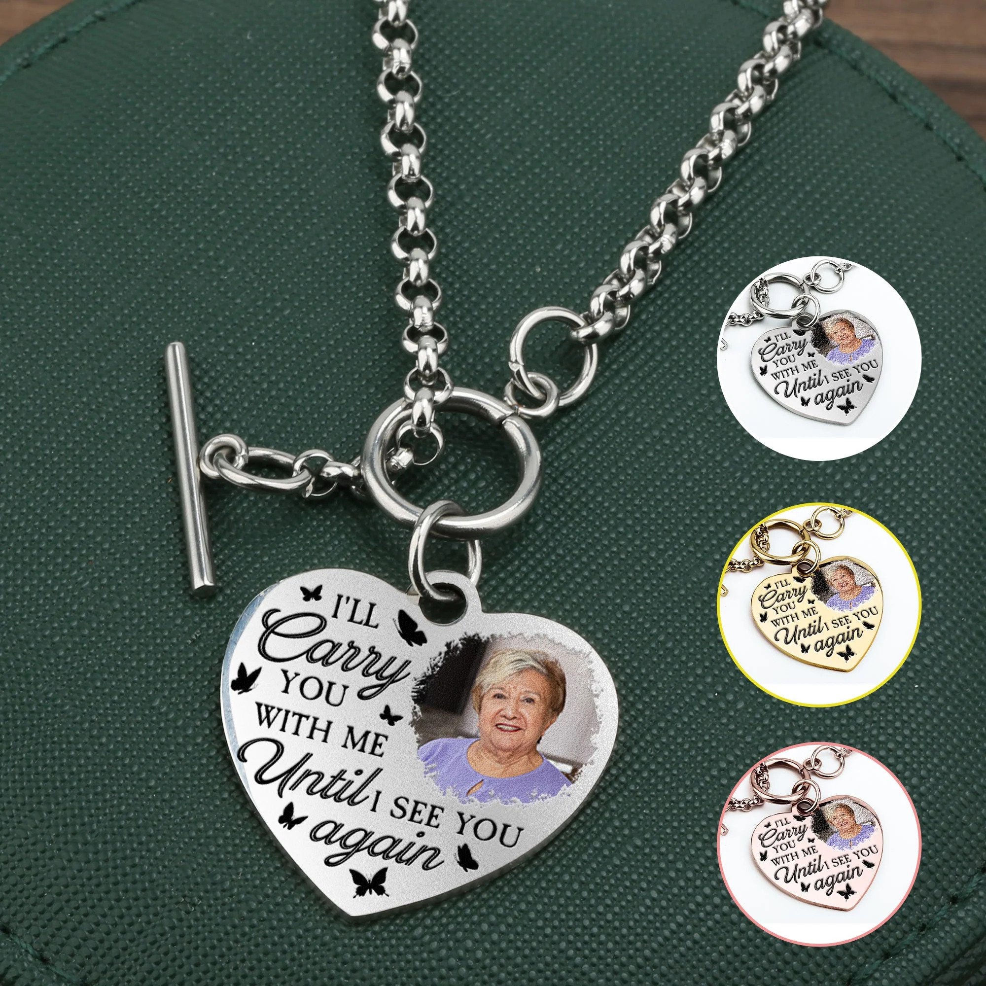 I'll Carry You With Me - Personalized Photo Heart Bracelet - Image 4