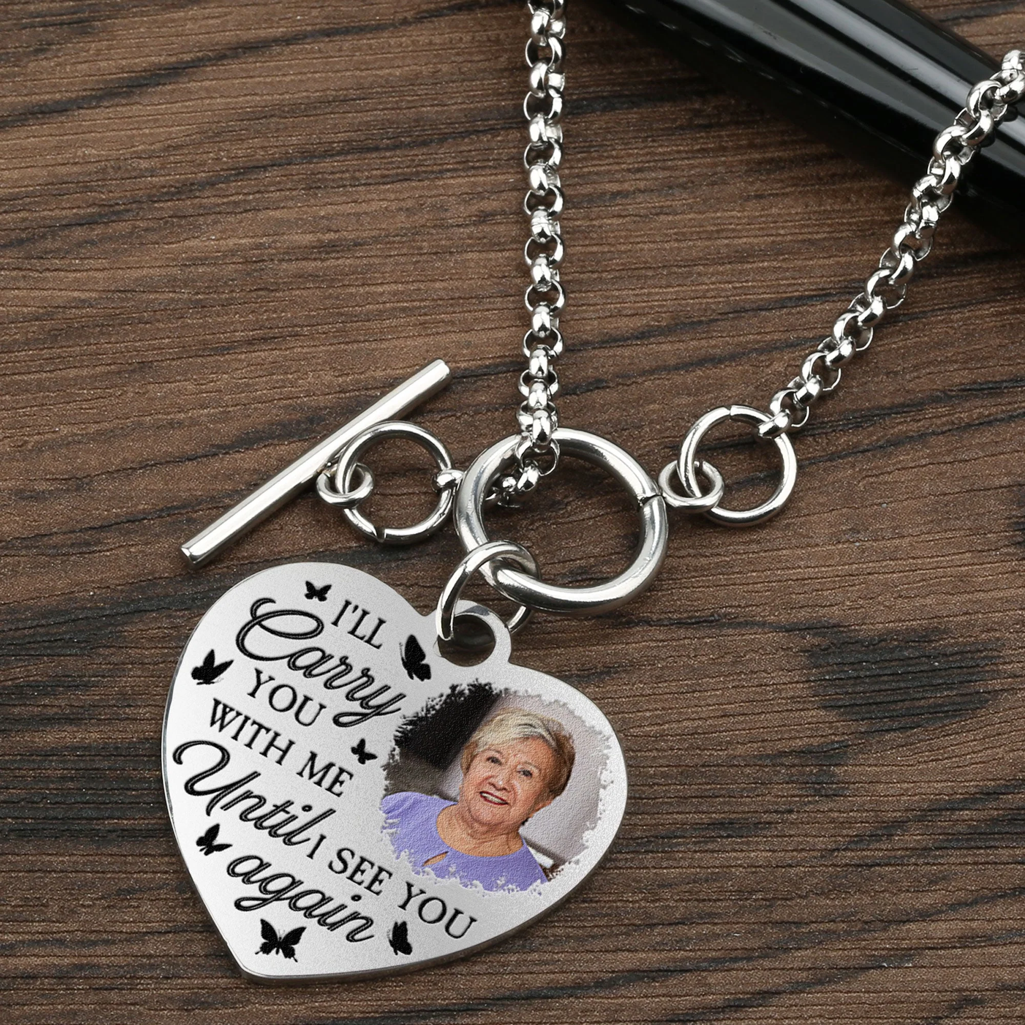 I'll Carry You With Me - Personalized Photo Heart Bracelet - Image 5