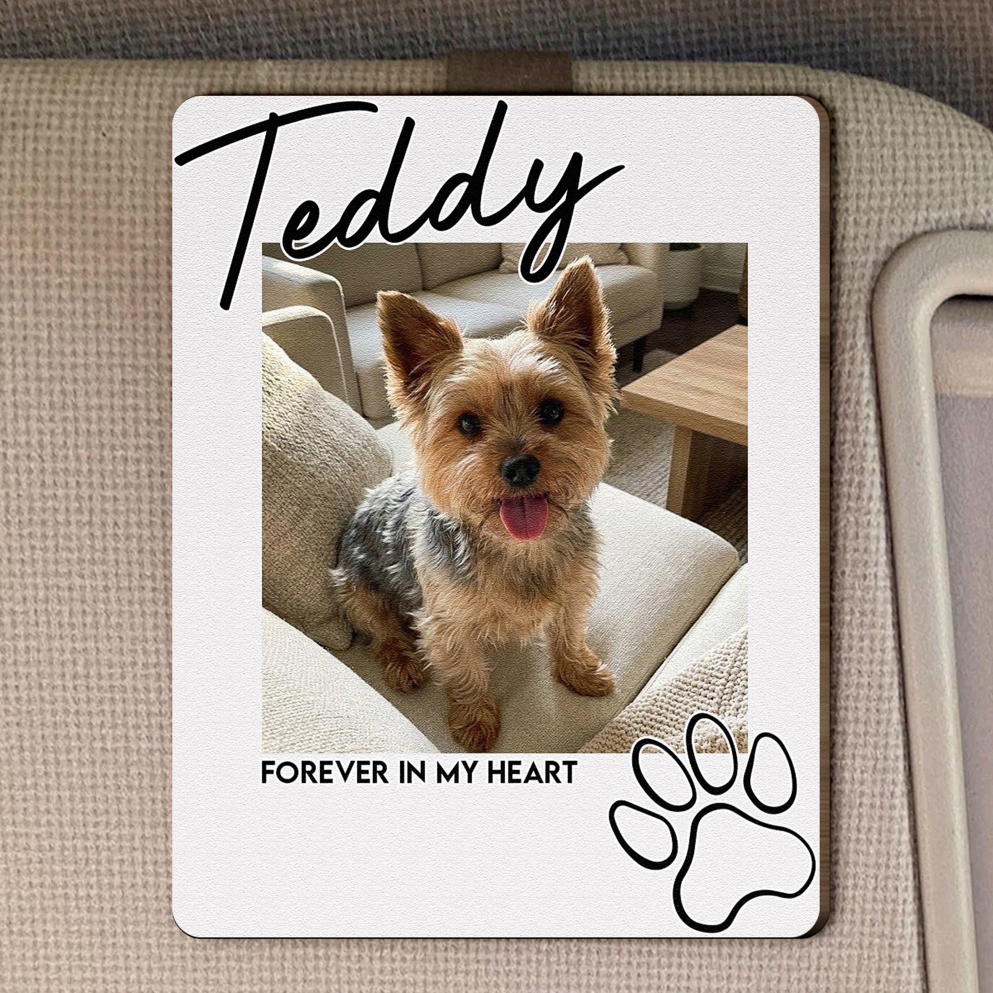 I'll Carry You With Me Until I See You Again Pet Loss - Personalized Wooden Photo Visor Clip - Image 2
