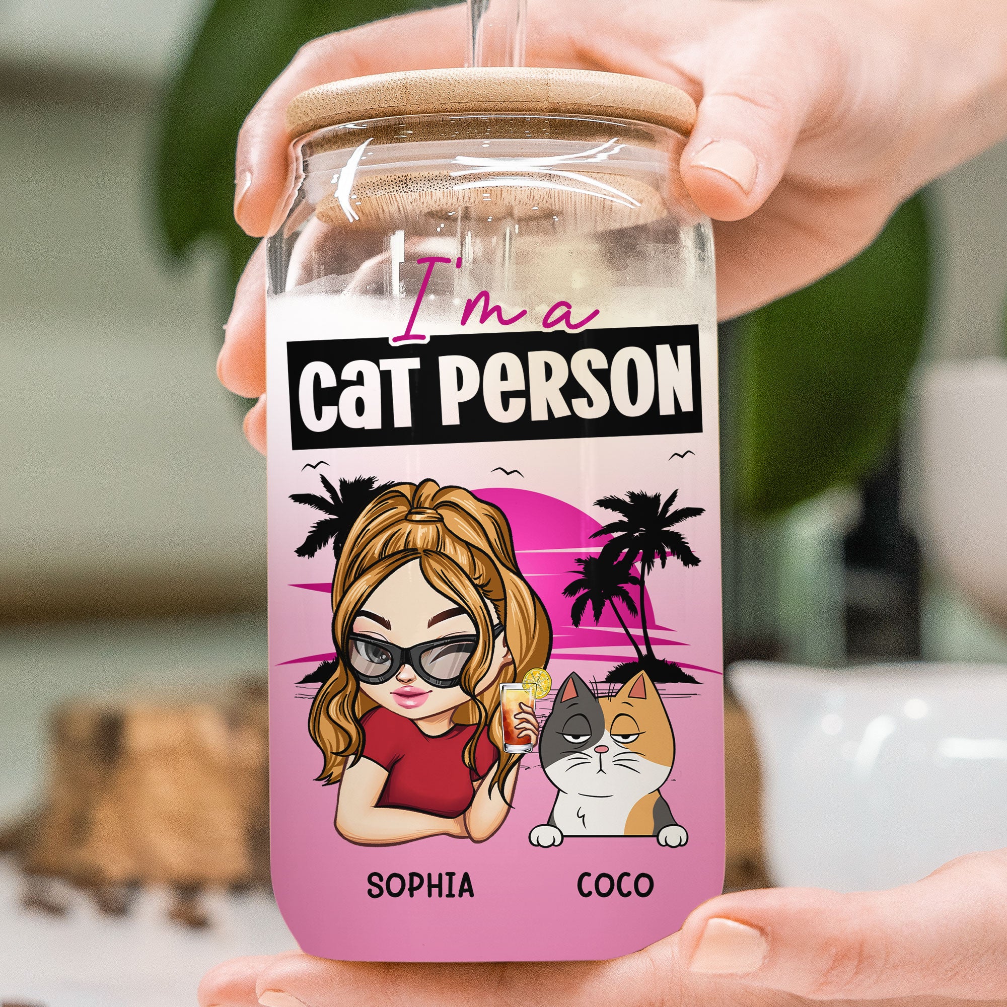 I'm A Cat Person - New Version - Personalized Clear Glass Cup - Image 2