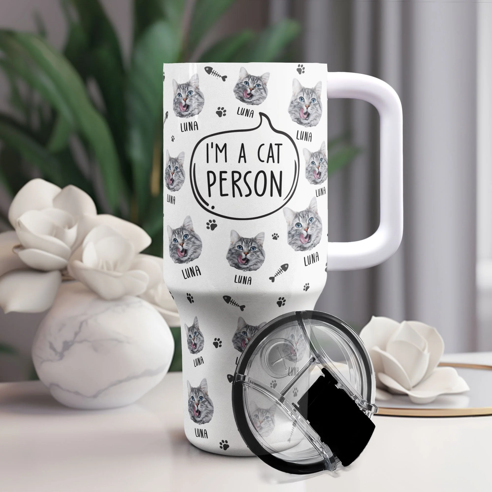 I'm A Cat Person - Personalized Photo 40oz Tumbler With Straw - Image 4