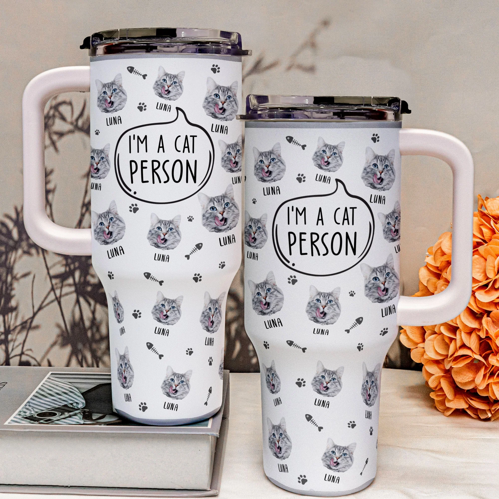 I'm A Cat Person - Personalized Photo 40oz Tumbler With Straw - Image 5