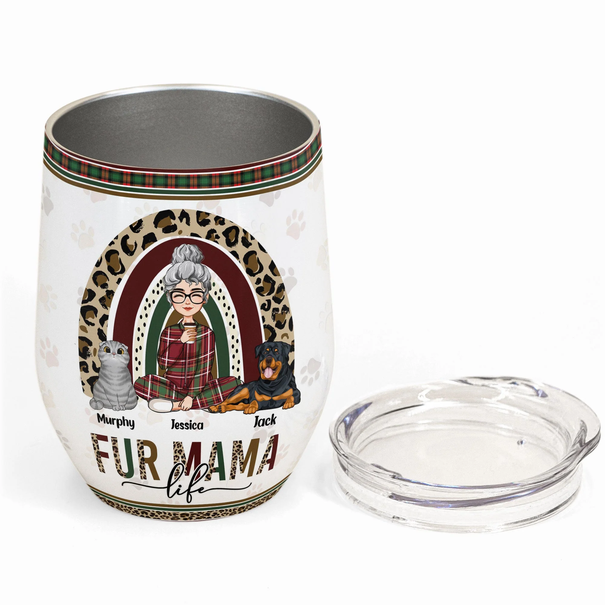 I'm A Girl Who Loves Pets And Christmas - Personalized Wine Tumbler - Christmas Gift For Dog Mom, Cat Mom, Pet Lovers - Image 2