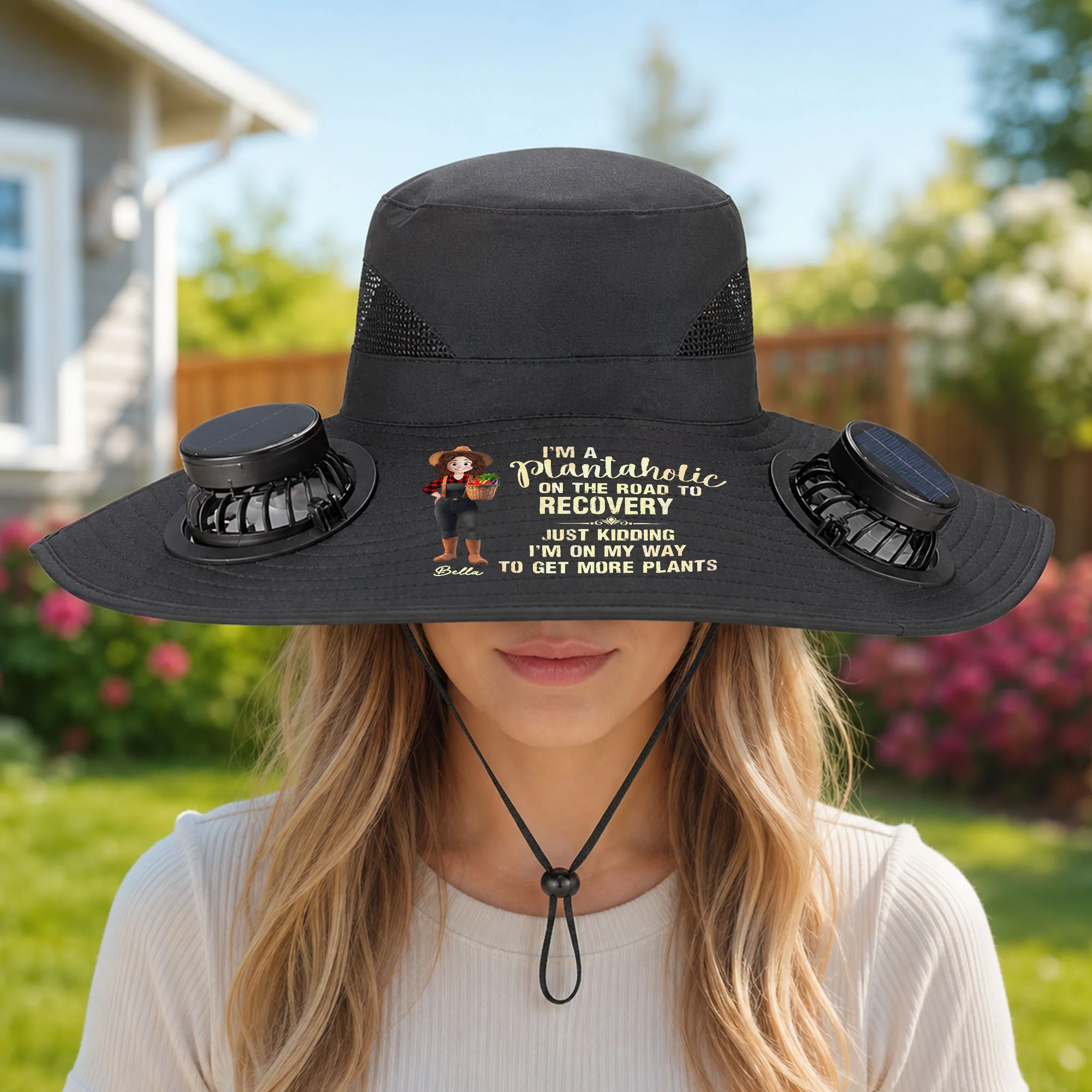 I'm A Plantaholic On The Road To Recovery - Personalized Solar Fan Hat - Image 3
