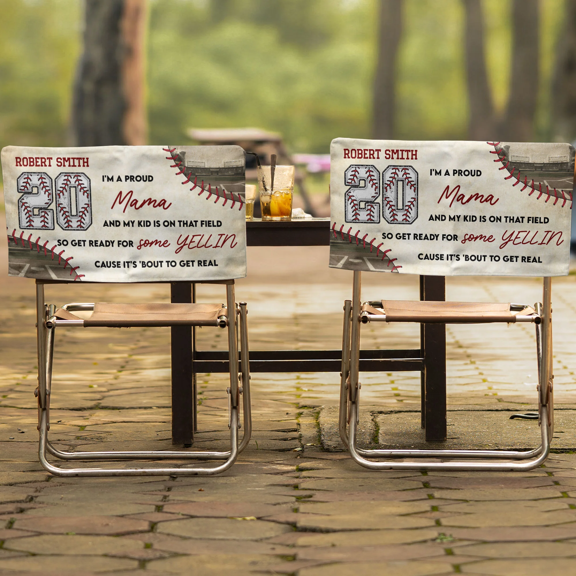 I'm A Proud Baseball Mama - Personalized Folding Chair Cover - Image 3