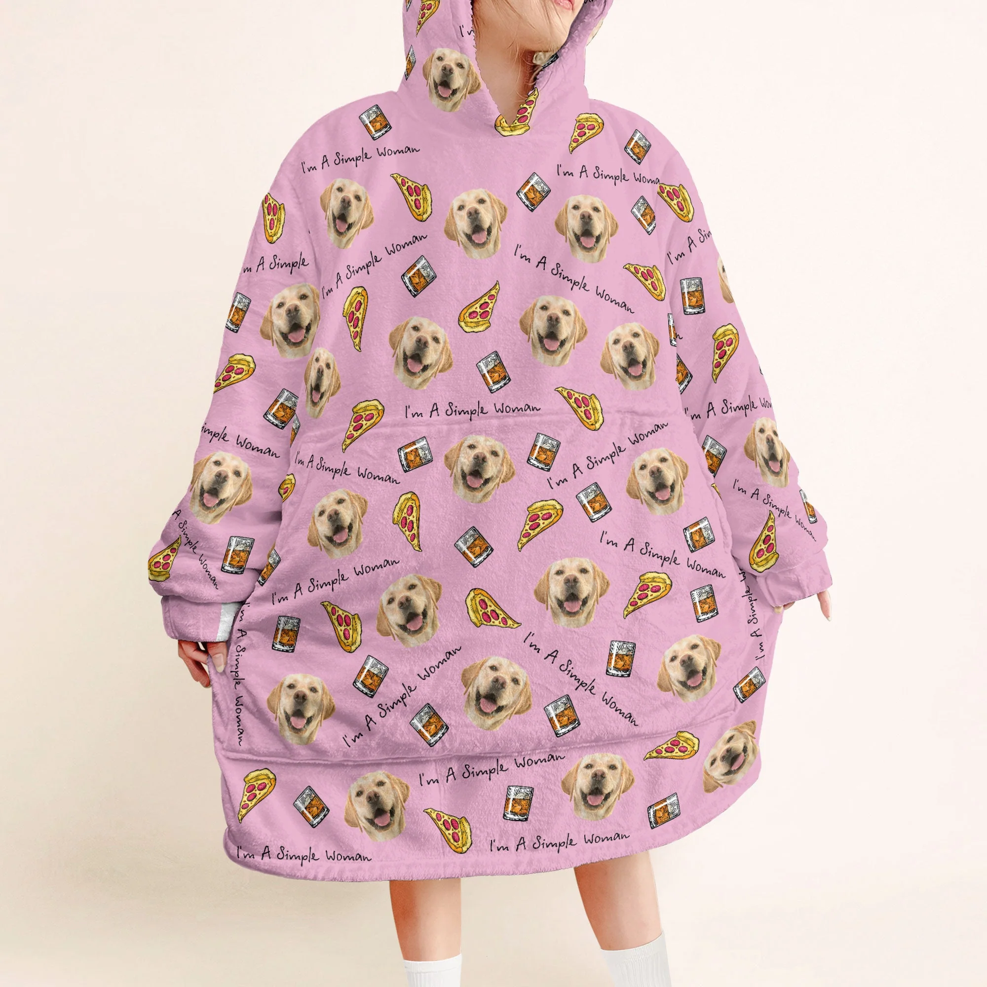 I'm A Simple Woman - Personalized Oversized Blanket Hoodie - Birthday Mother's Day Gift For Dog Mom, Cat Mom - Image 3