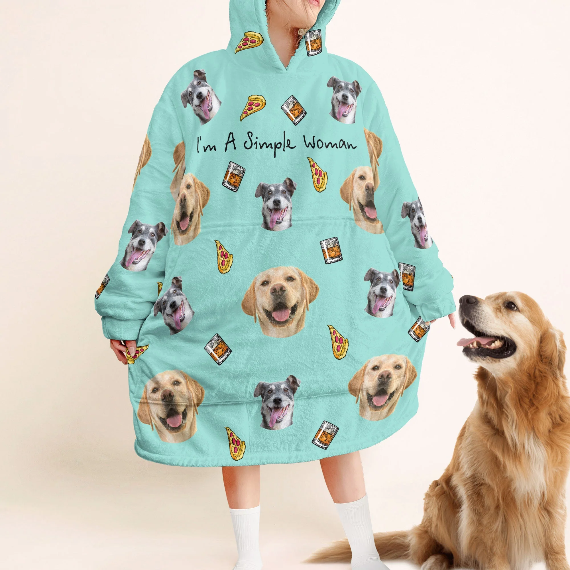 I'm A Simple Woman Ver 2 - Personalized Oversized Blanket Hoodie - Birthday Mother's Day Gift For Dog Mom, Cat Mom - Image 2