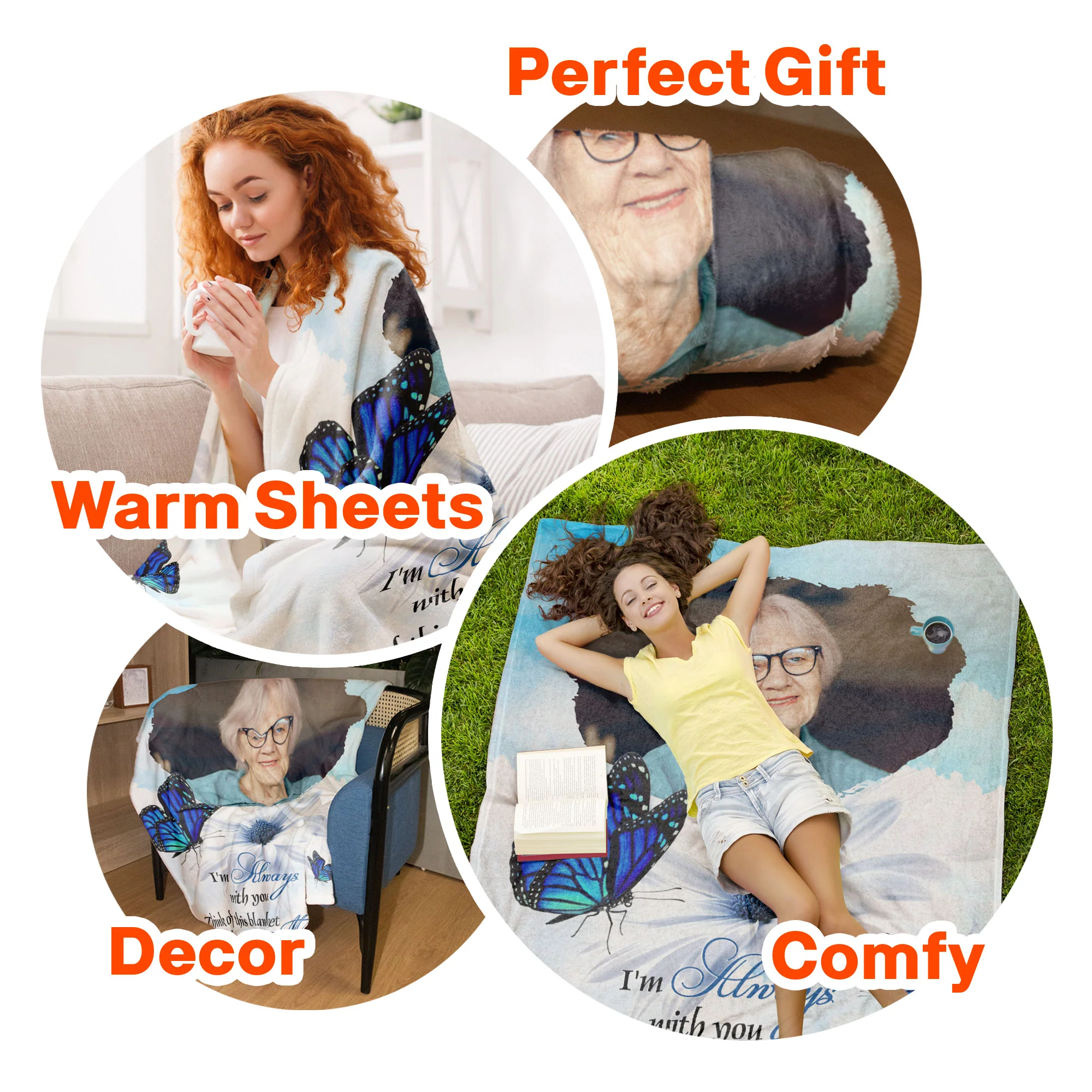 I'm Always With You Blue Butterfly Memorial - Personalized Photo Blanket - Image 7