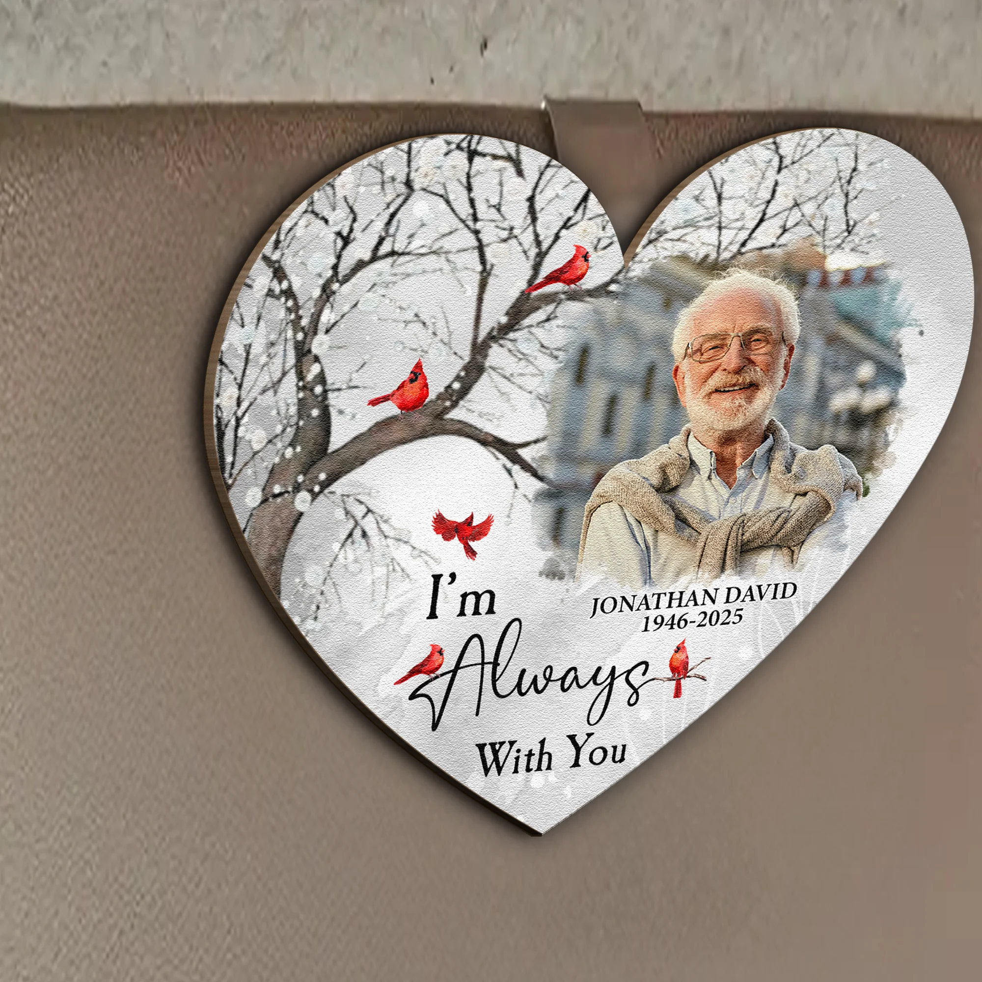 I'm Always With You Car Accessories - Personalized Wooden Photo Car Visor Clip - Image 4