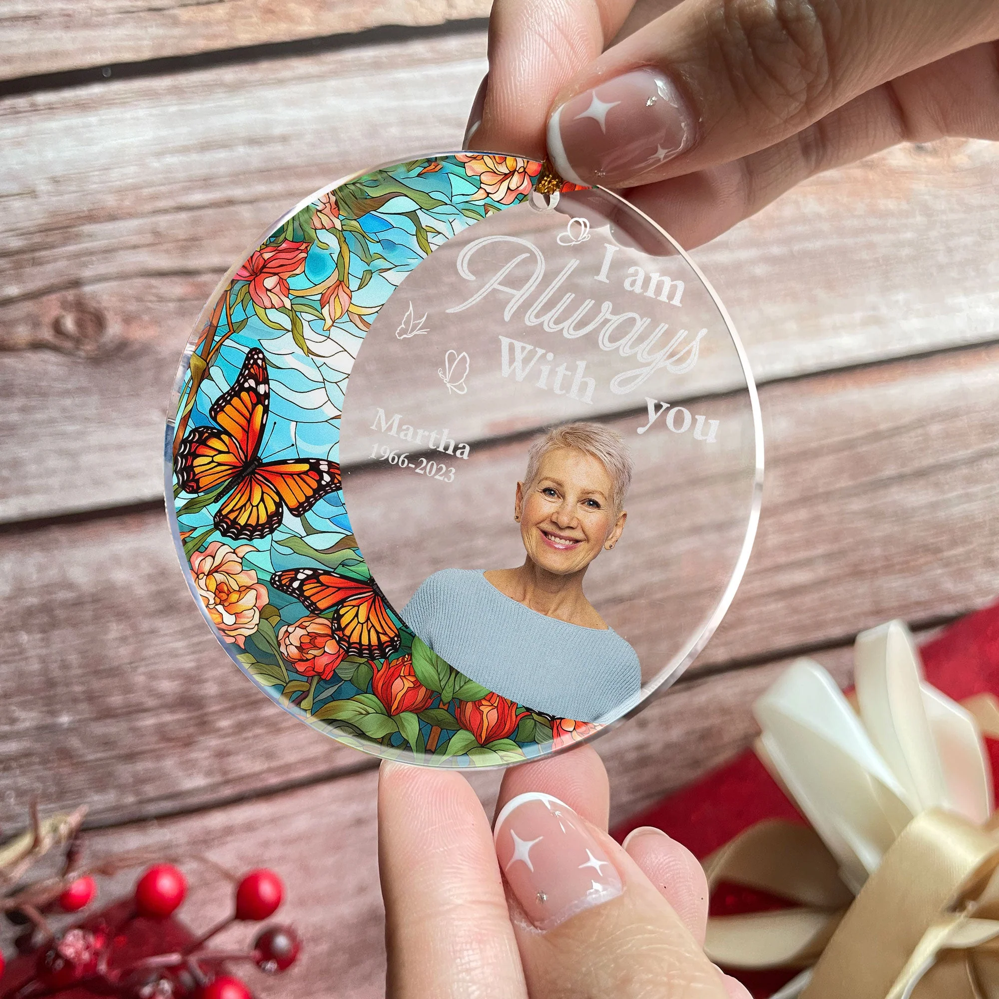 I'm Always With You For Loss Of Loved Ones - Personalized Acrylic Photo Ornament - Image 2