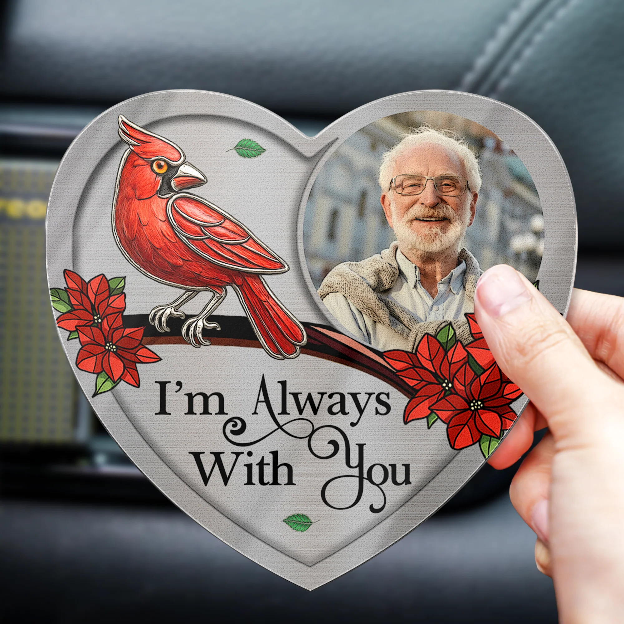 I'm Always With You Memorial Car Accessories - Personalized Photo Acrylic Car Vent Clip - Image 5