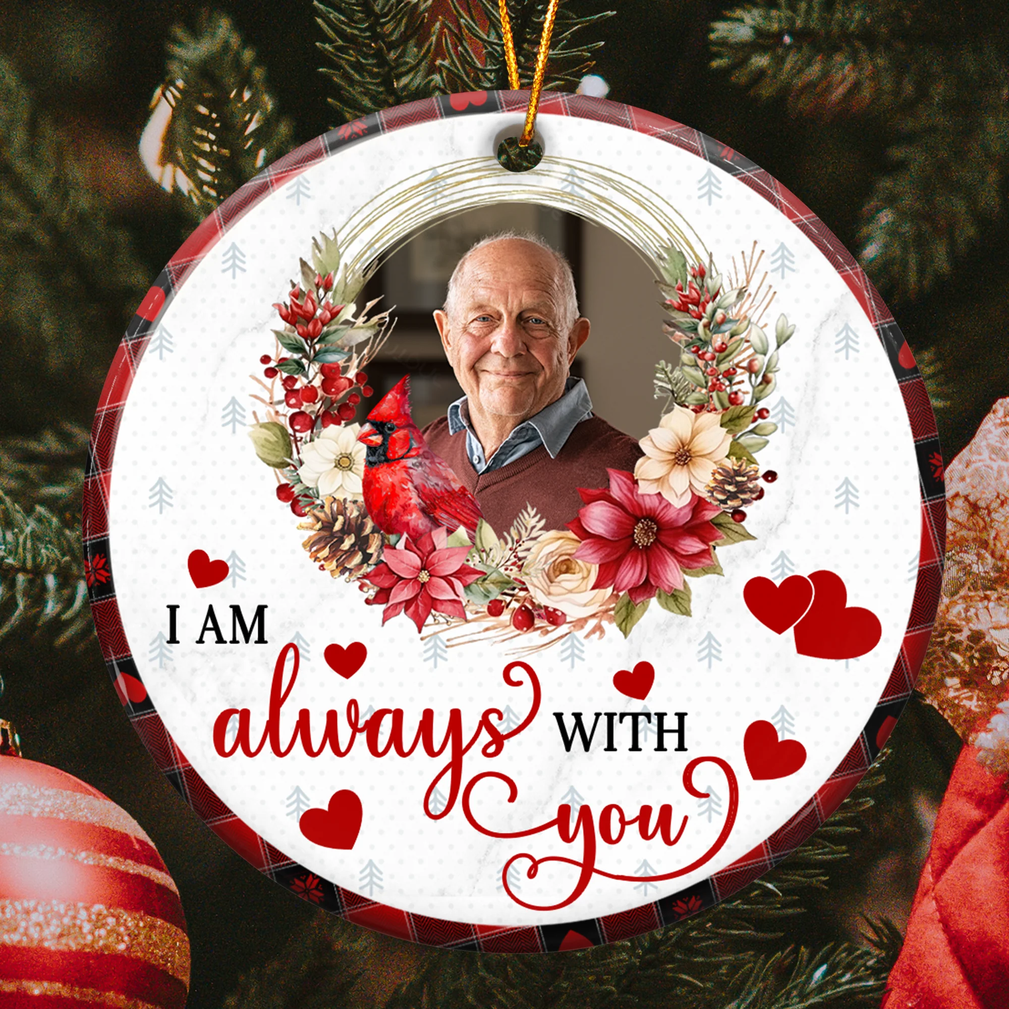 I'm Always With You Memorial Custom Photo - Personalized Ceramic Photo Ornament - Image 2