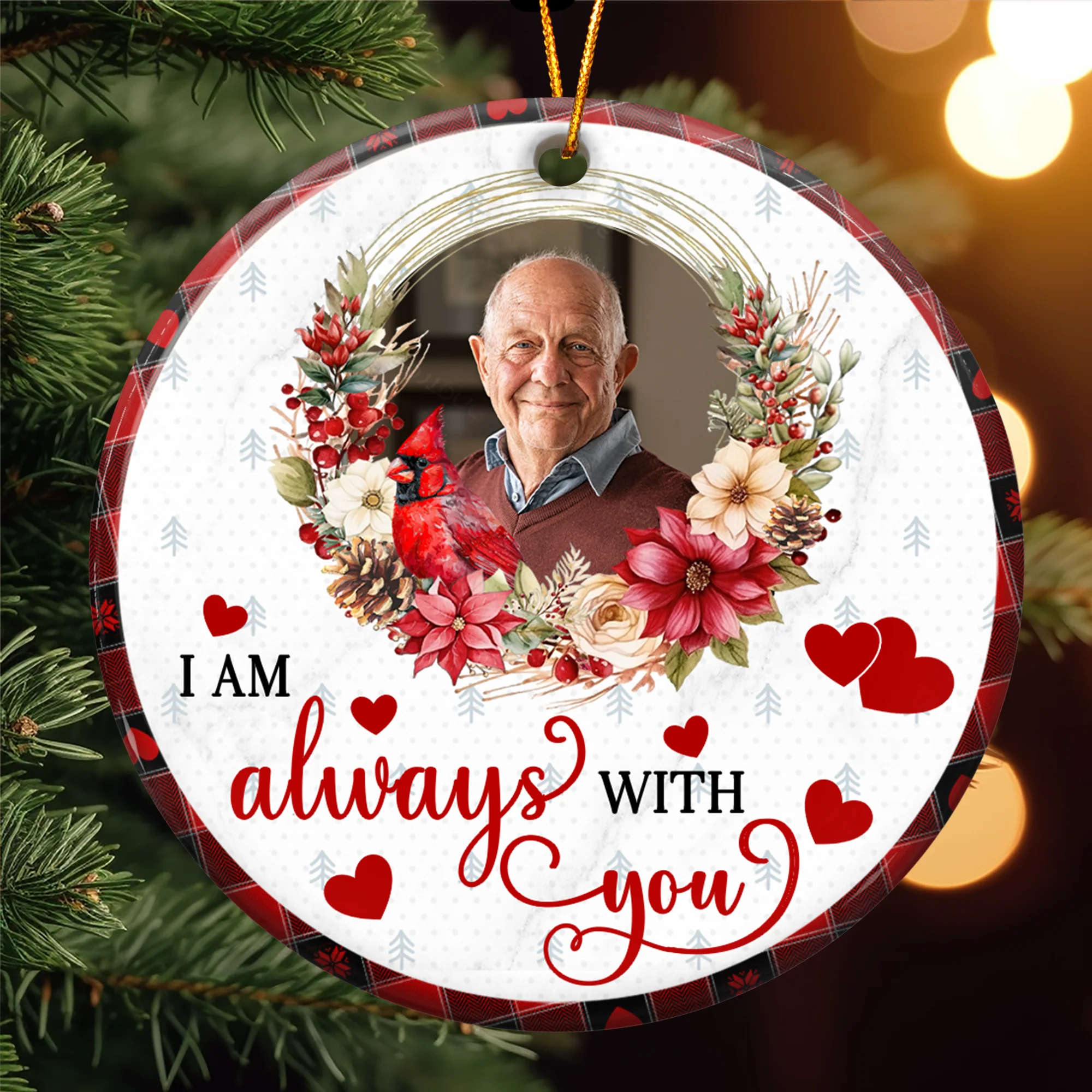 I'm Always With You Memorial Custom Photo - Personalized Ceramic Photo Ornament - Image 4