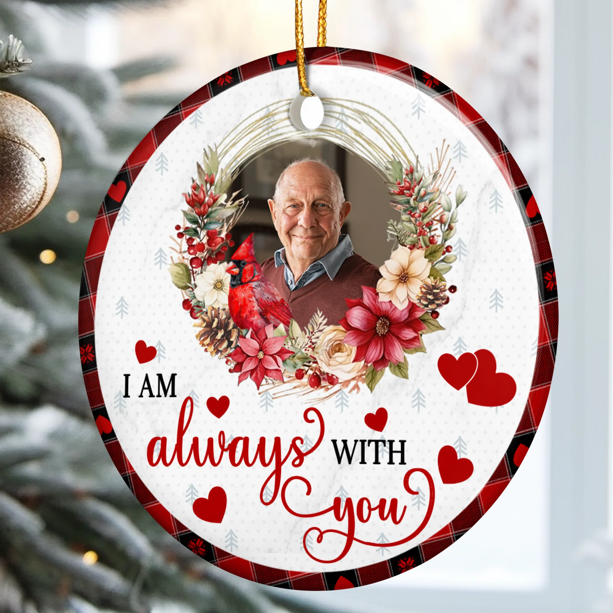I'm Always With You Memorial Custom Photo - Personalized Ceramic Photo Ornament - Image 5
