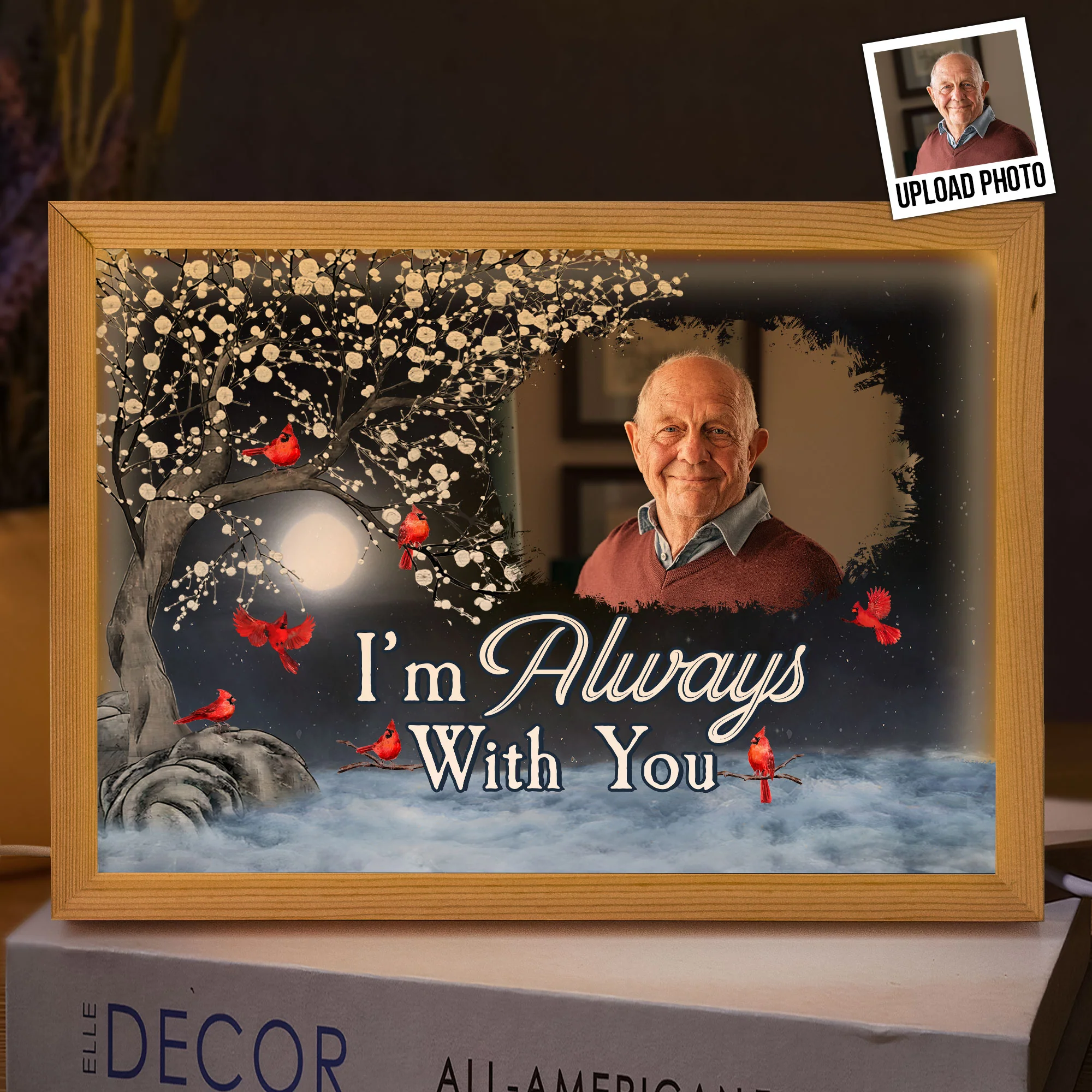 I'm Always With You Memorial - Personalized Photo Light Up Picture Frame - Image 2