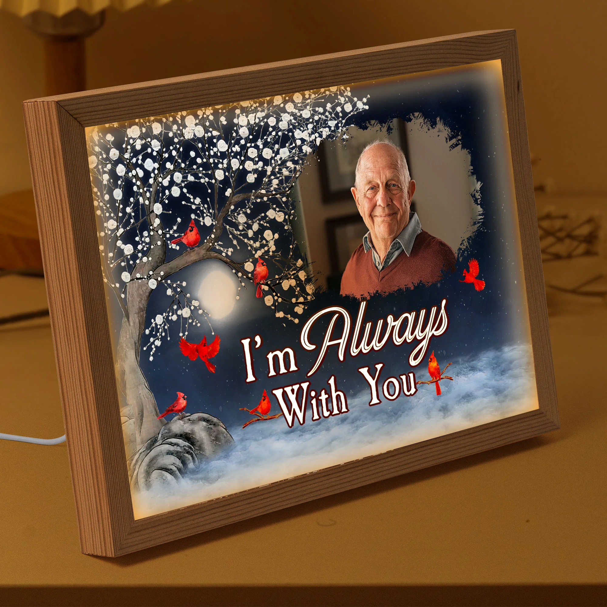 I'm Always With You Memorial - Personalized Photo Light Up Picture Frame - Image 6
