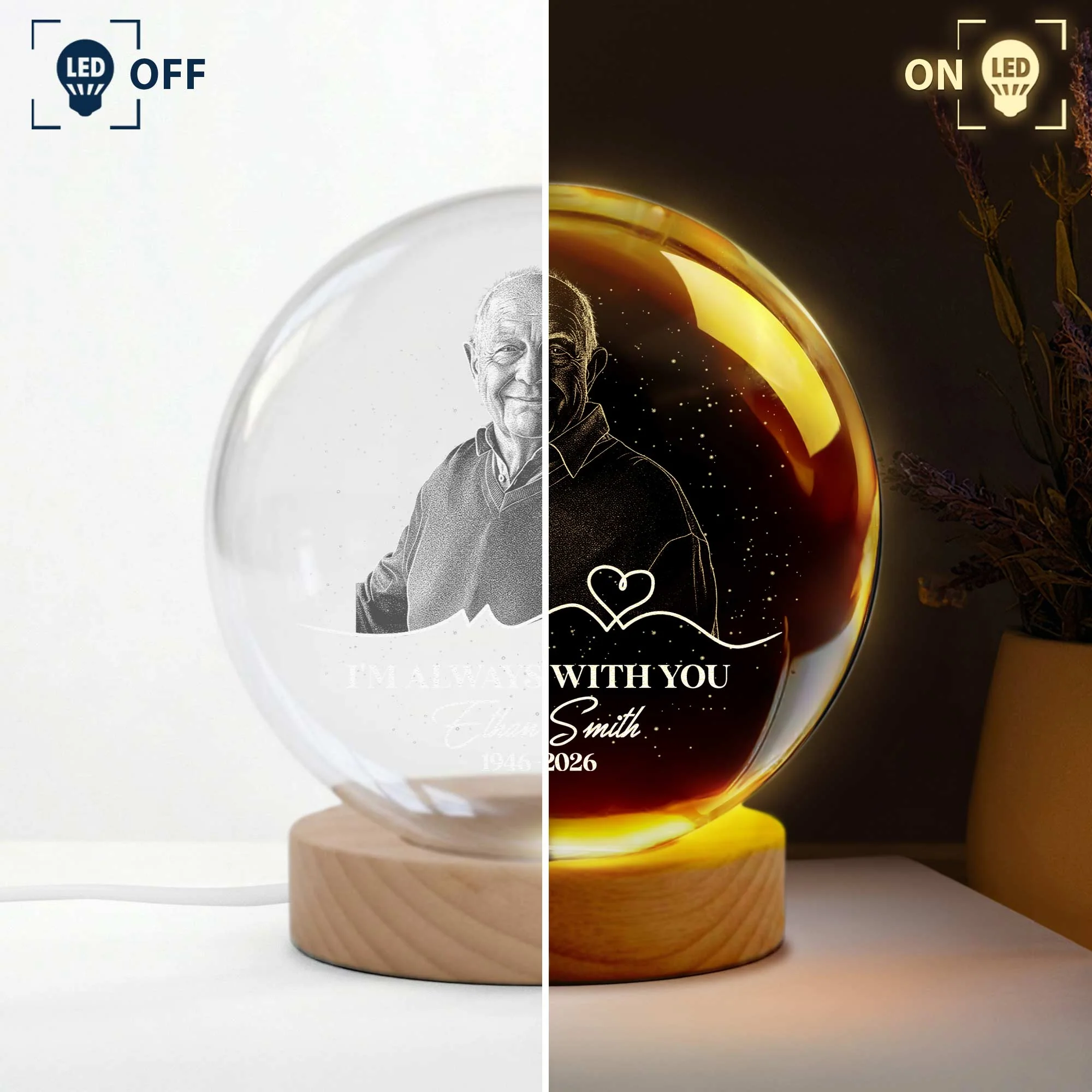I'm Always With You Memorial Remembrance Gift - Personalized Night Light - Image 4