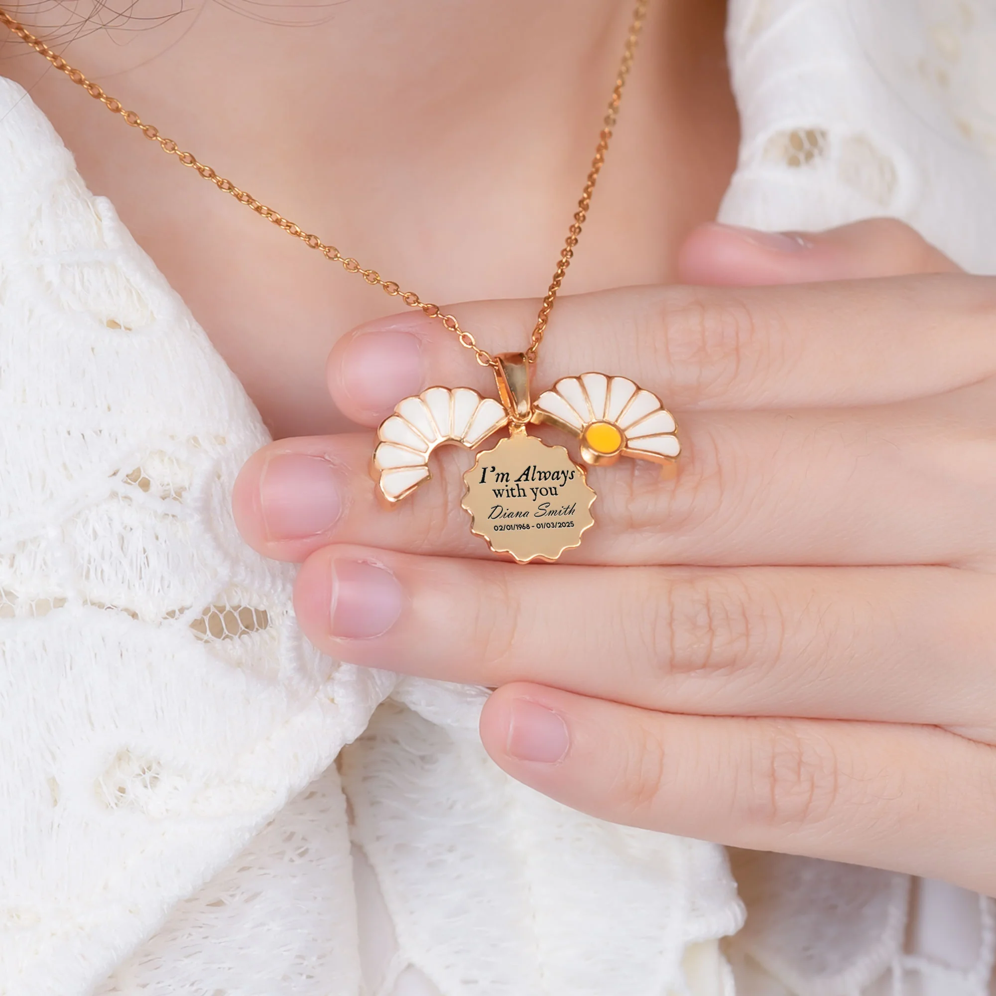 I'm Always With You - Personalized Daisy Necklace With Hidden Message - Image 4