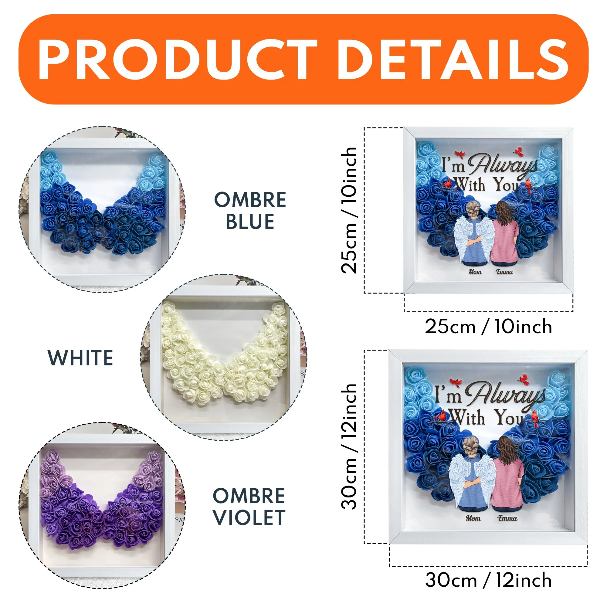 I'm Always With You - Personalized Flower Shadow Box - Image 5