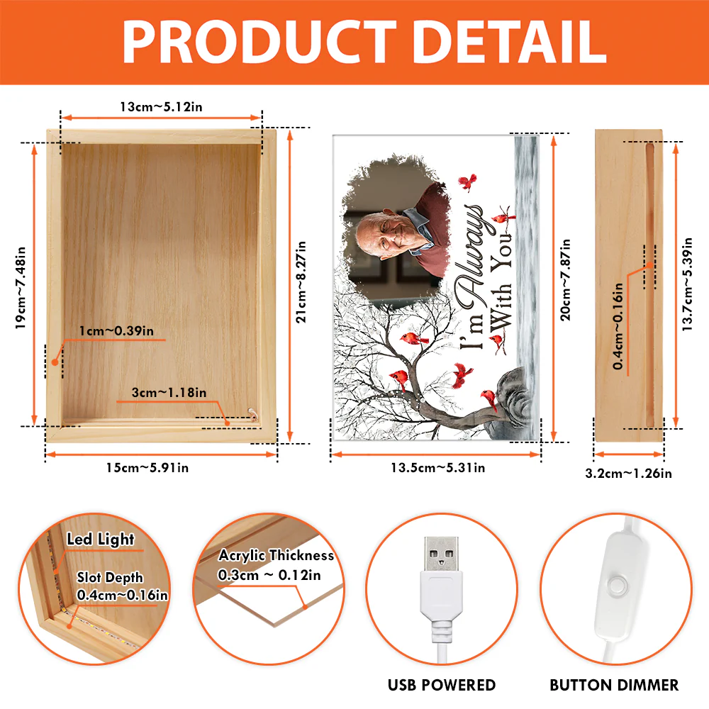 I'm Always With You - Personalized Photo Frame Light Box - Image 4