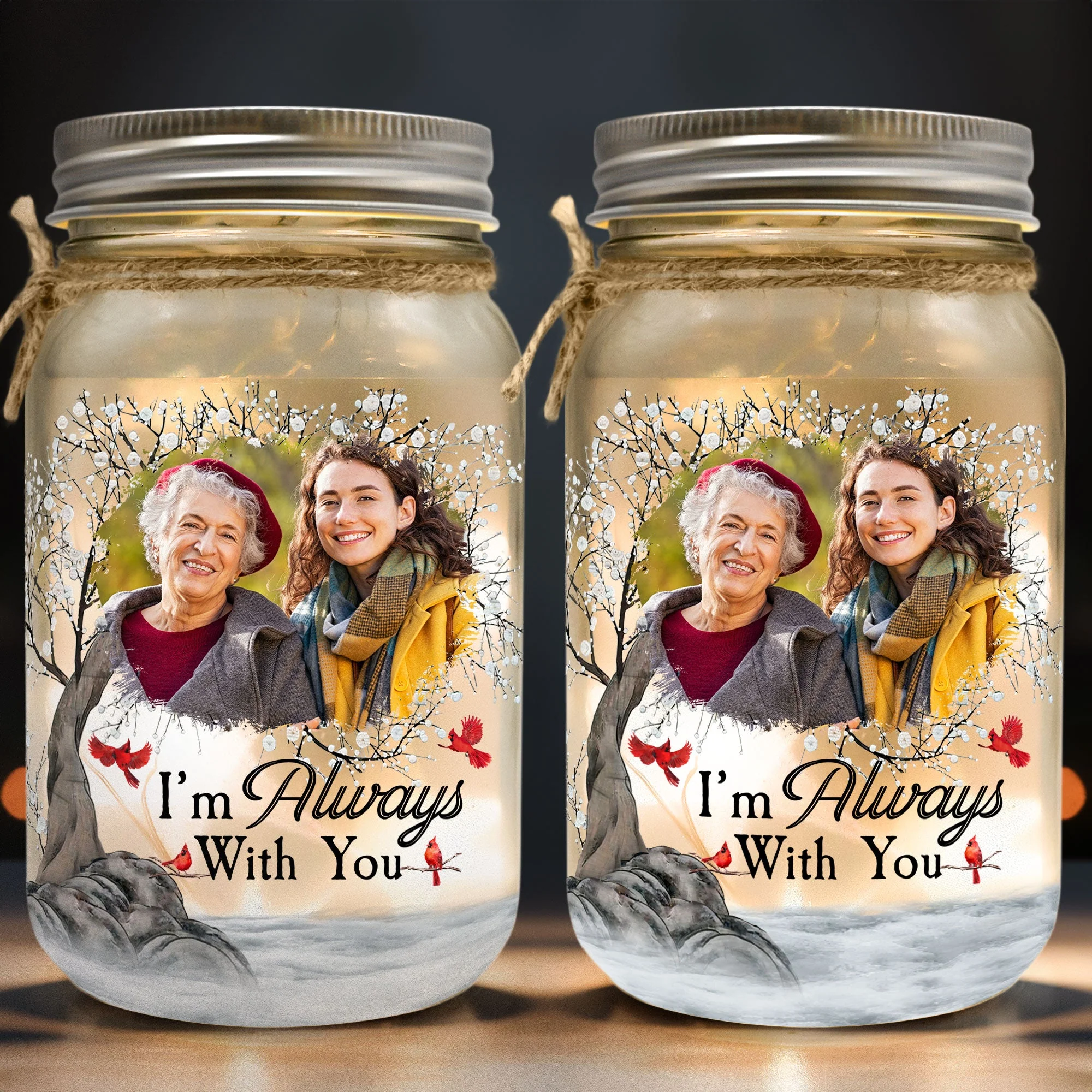 I'm Always With You - Personalized Photo Mason Jar Light - Image 2