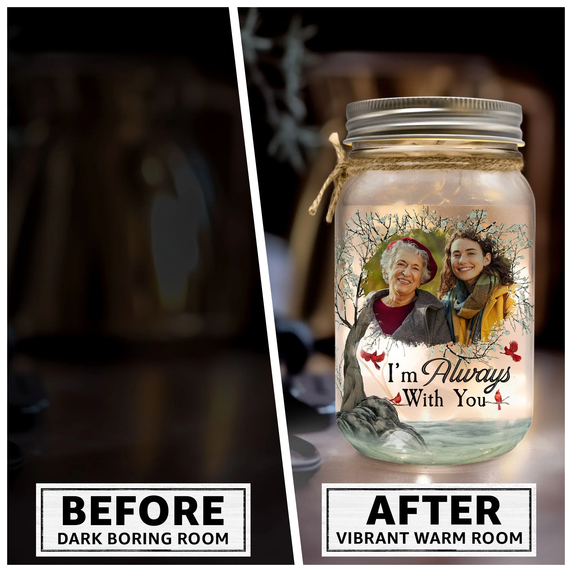 I'm Always With You - Personalized Photo Mason Jar Light - Image 5